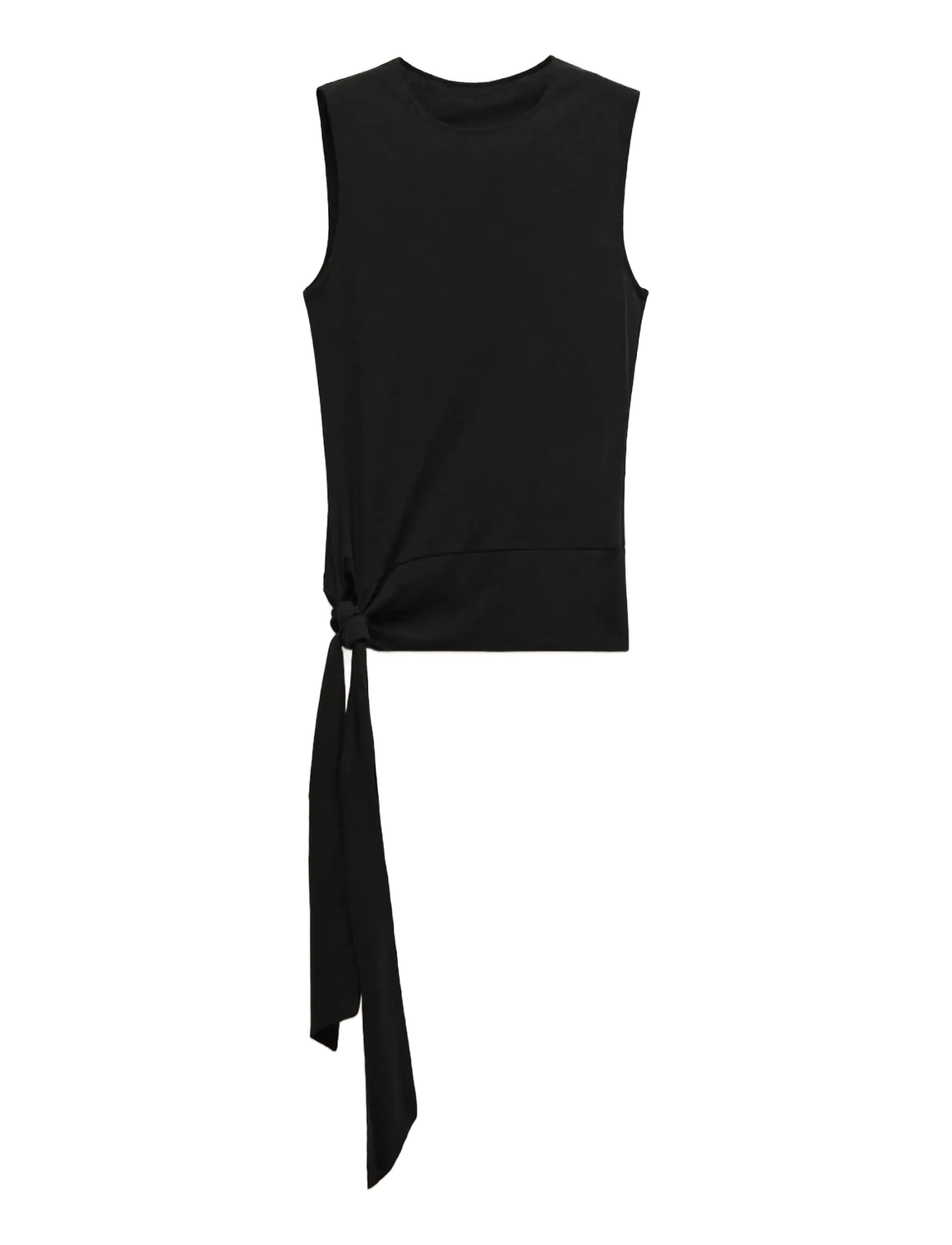 Mango Cotton top with knot detail - T-shirts & Toppe - BLACK / black