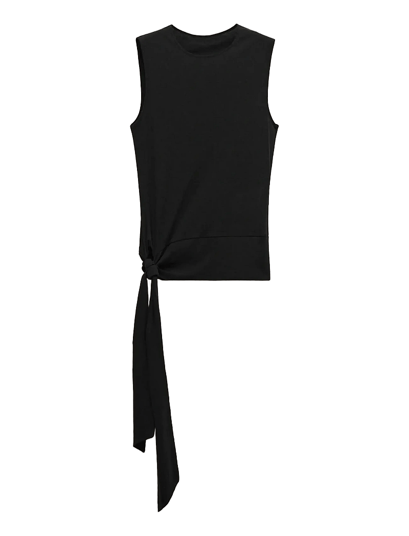 Mango - Cotton top with knot detail - tanktops - black - 1