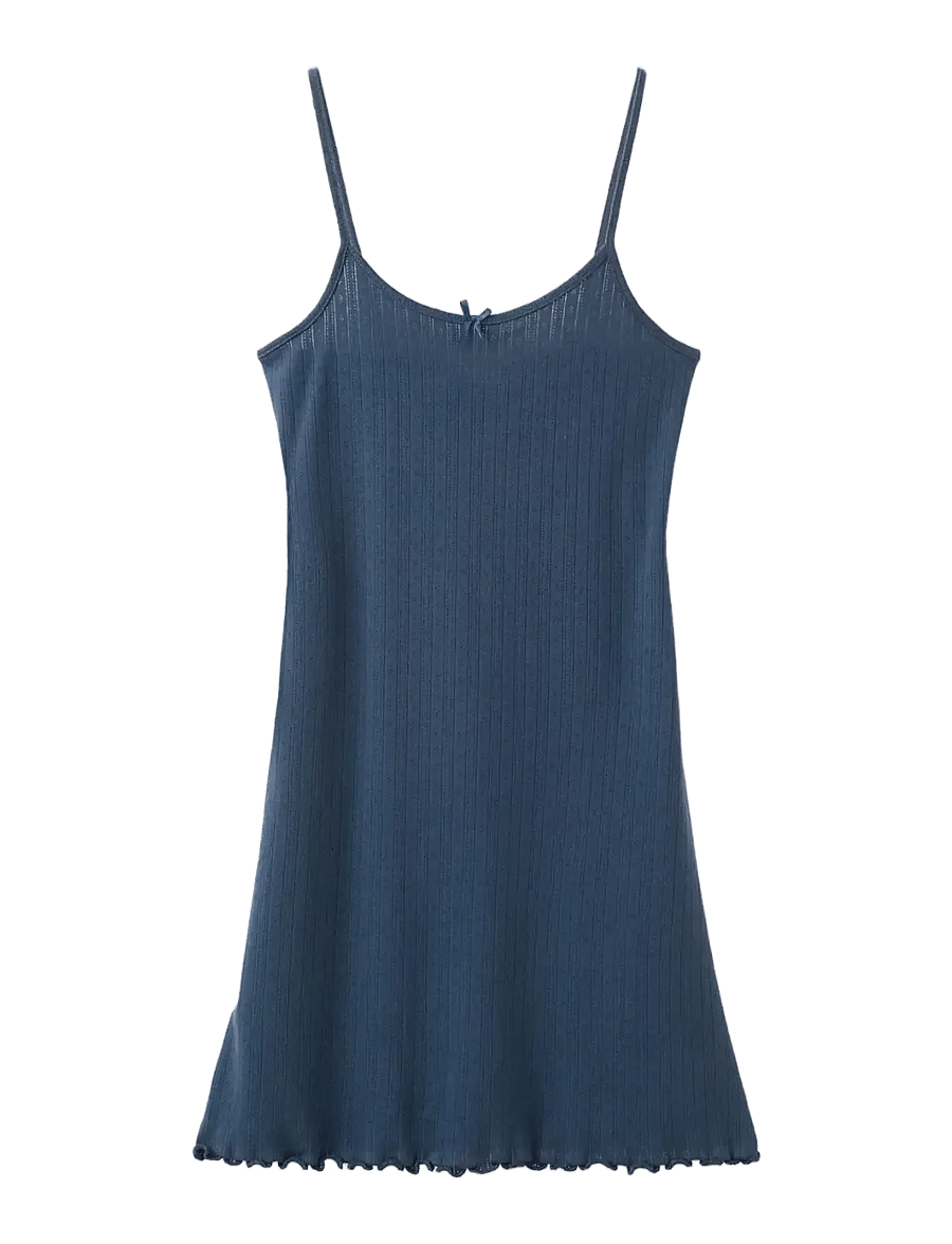 Mango - Rib-knit nightgown - natkjoler - navy - 1