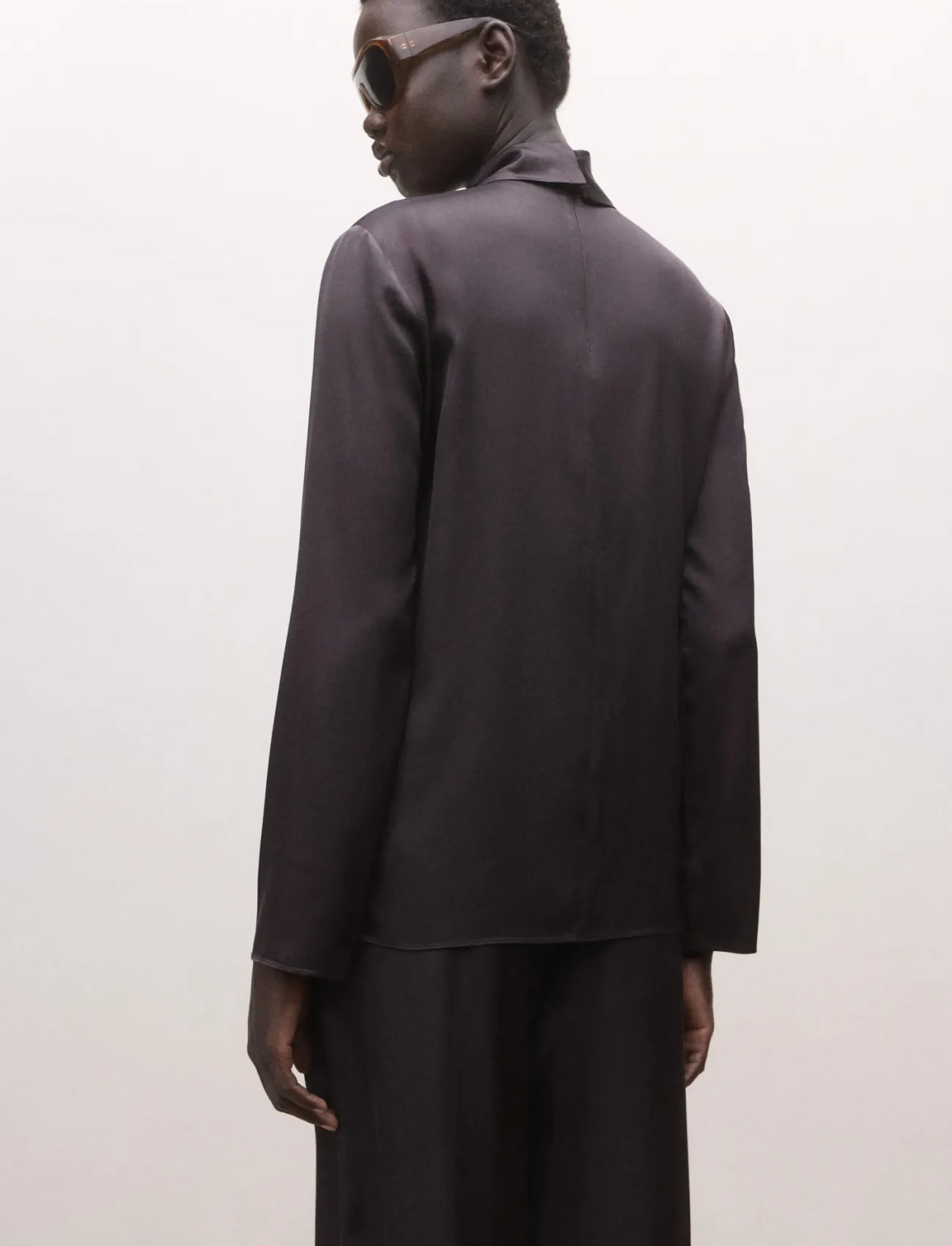 Mango - Satin blouse with a turtleneck - långärmade blusar - brown - 2