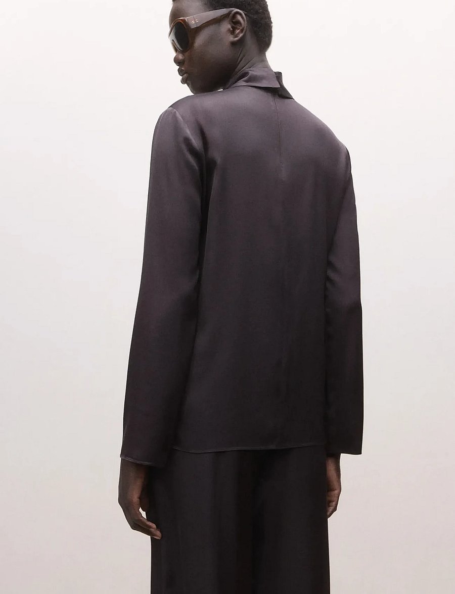 Mango - Satin blouse with a turtleneck - långärmade blusar - brown - 2