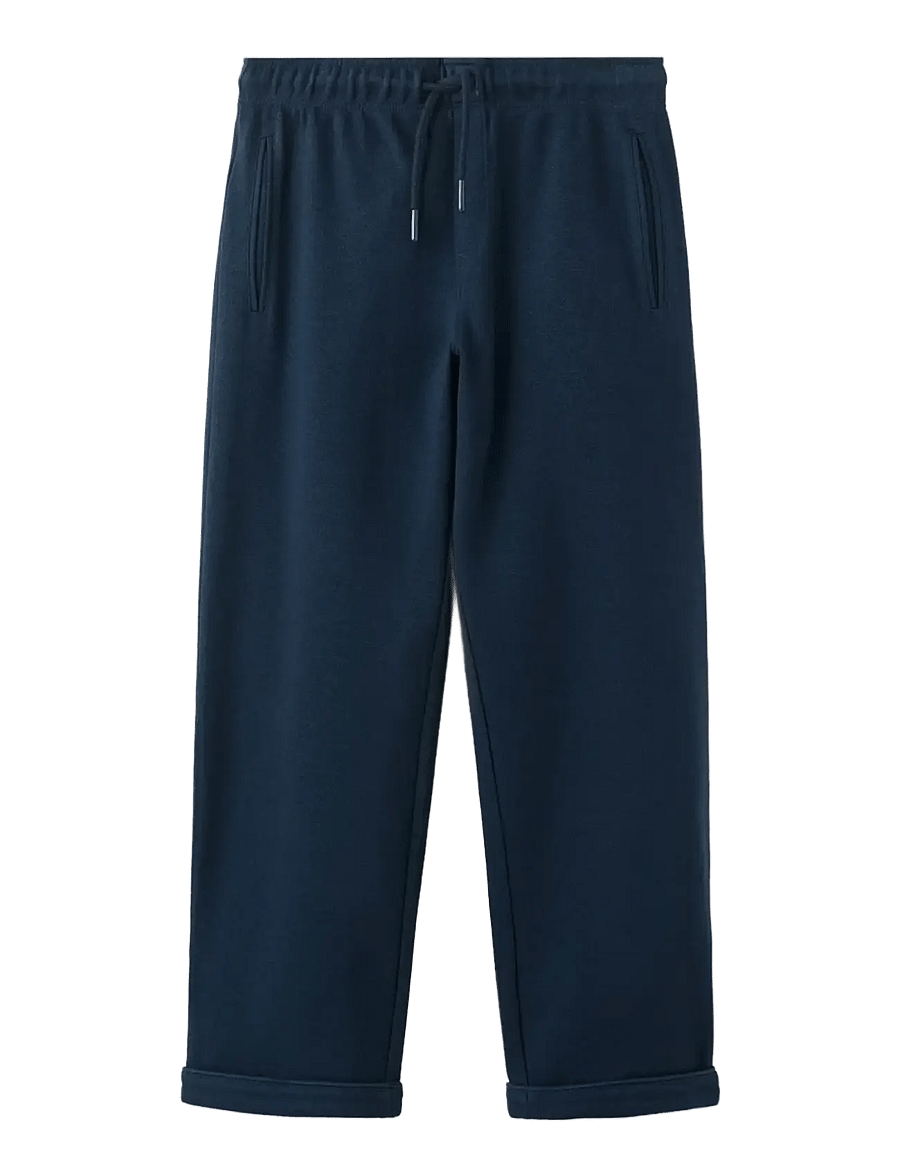 Mango - Cotton hemmed trousers - mjukisbyxor - navy - 0