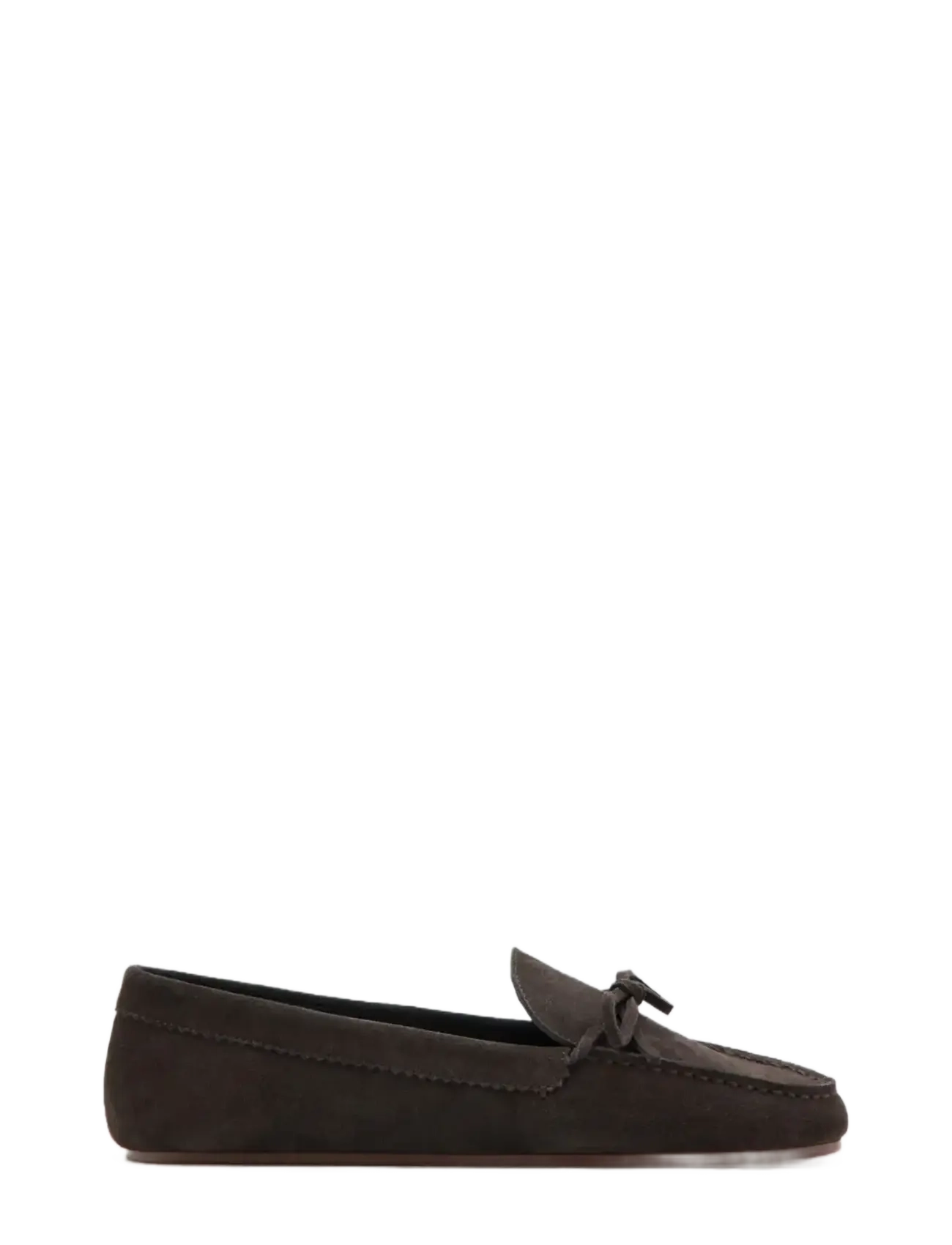 Mango Suede moccasin with bow - Loafers - DARK BROWN / brown