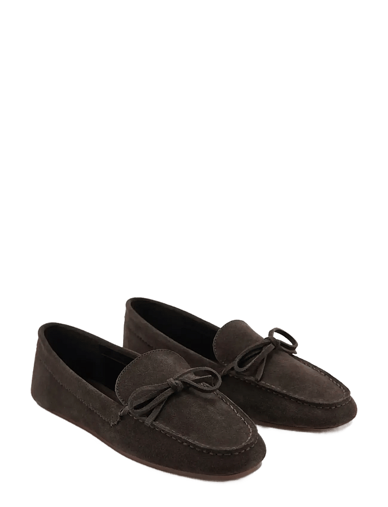 Mango - Suede moccasin with bow - sejlersko - dark brown - 1