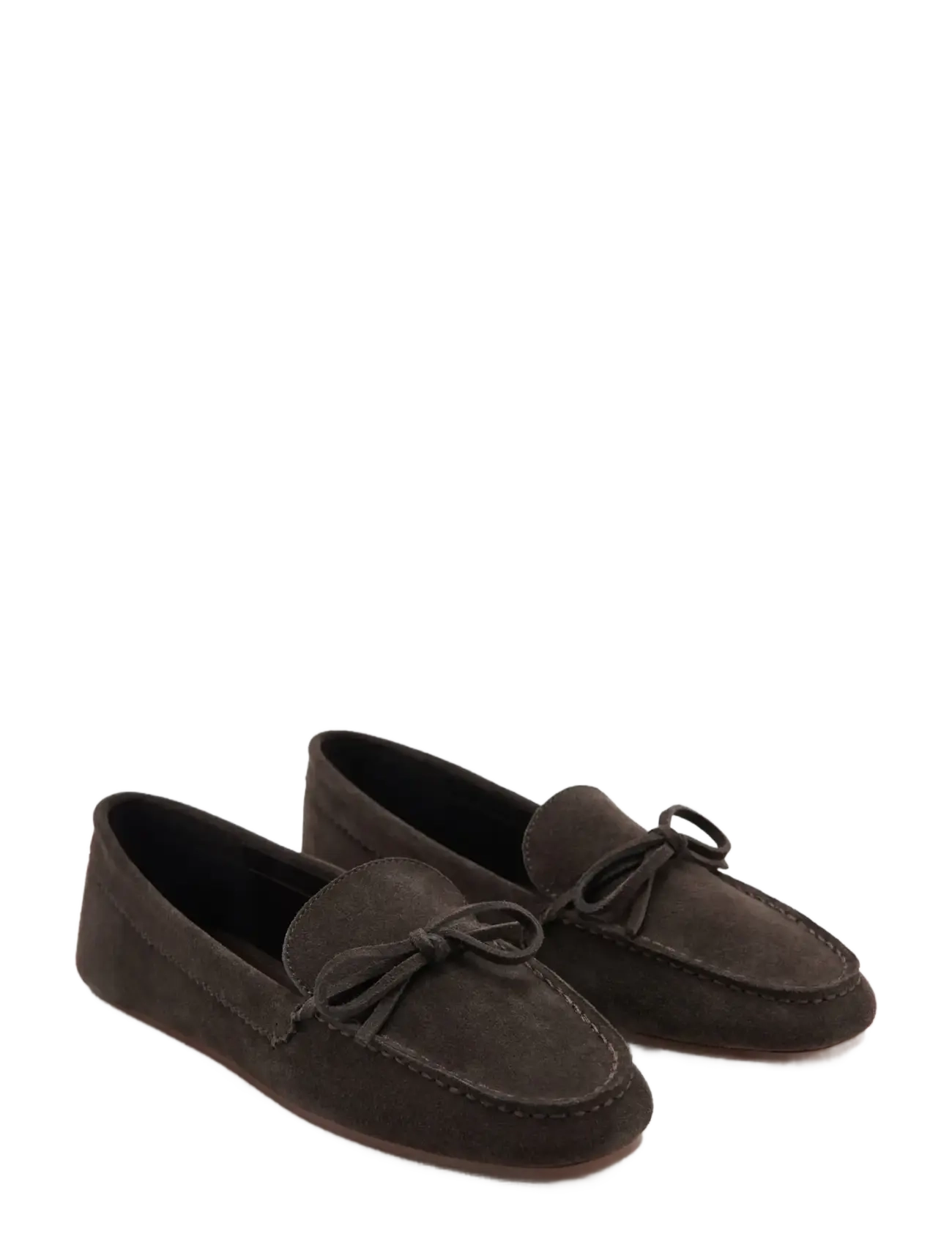 Mango - Suede moccasin with bow - mokassiinid - dark brown - 1