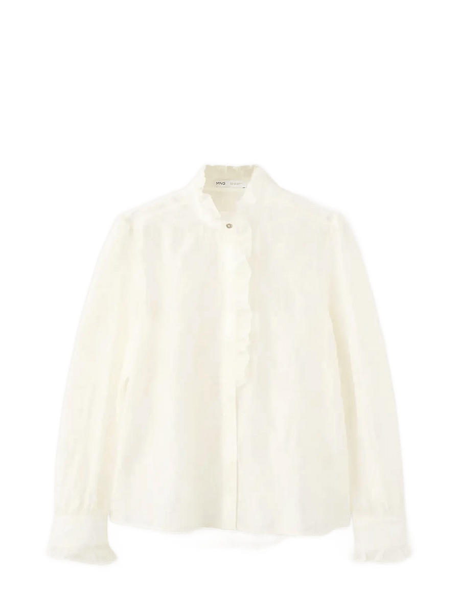 Mango - Lyocell blouse with floral embroidery - langærmede bluser - light beige - 1