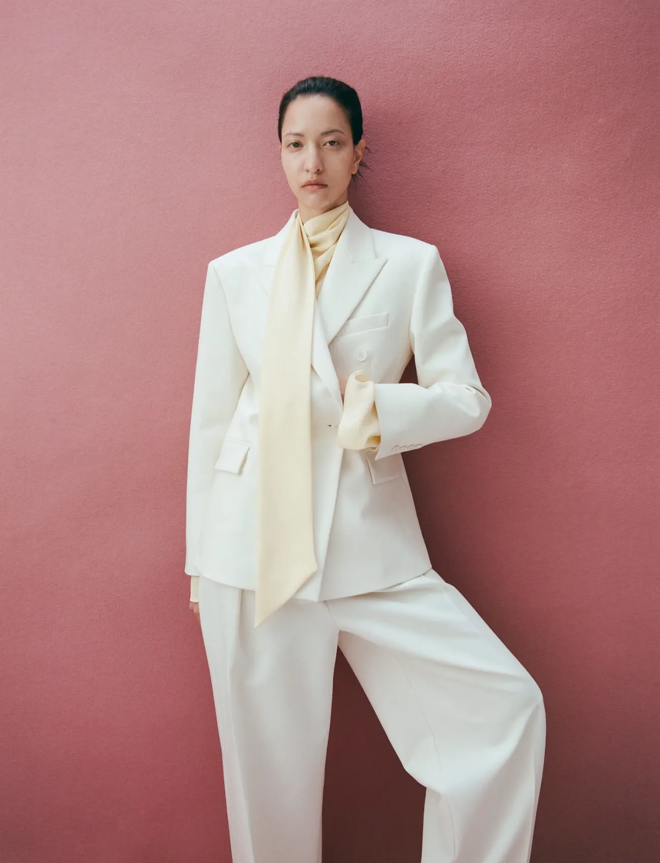 Mango Fitted Double-Breasted Blazer, L, Creme - Double Breasted Frauen