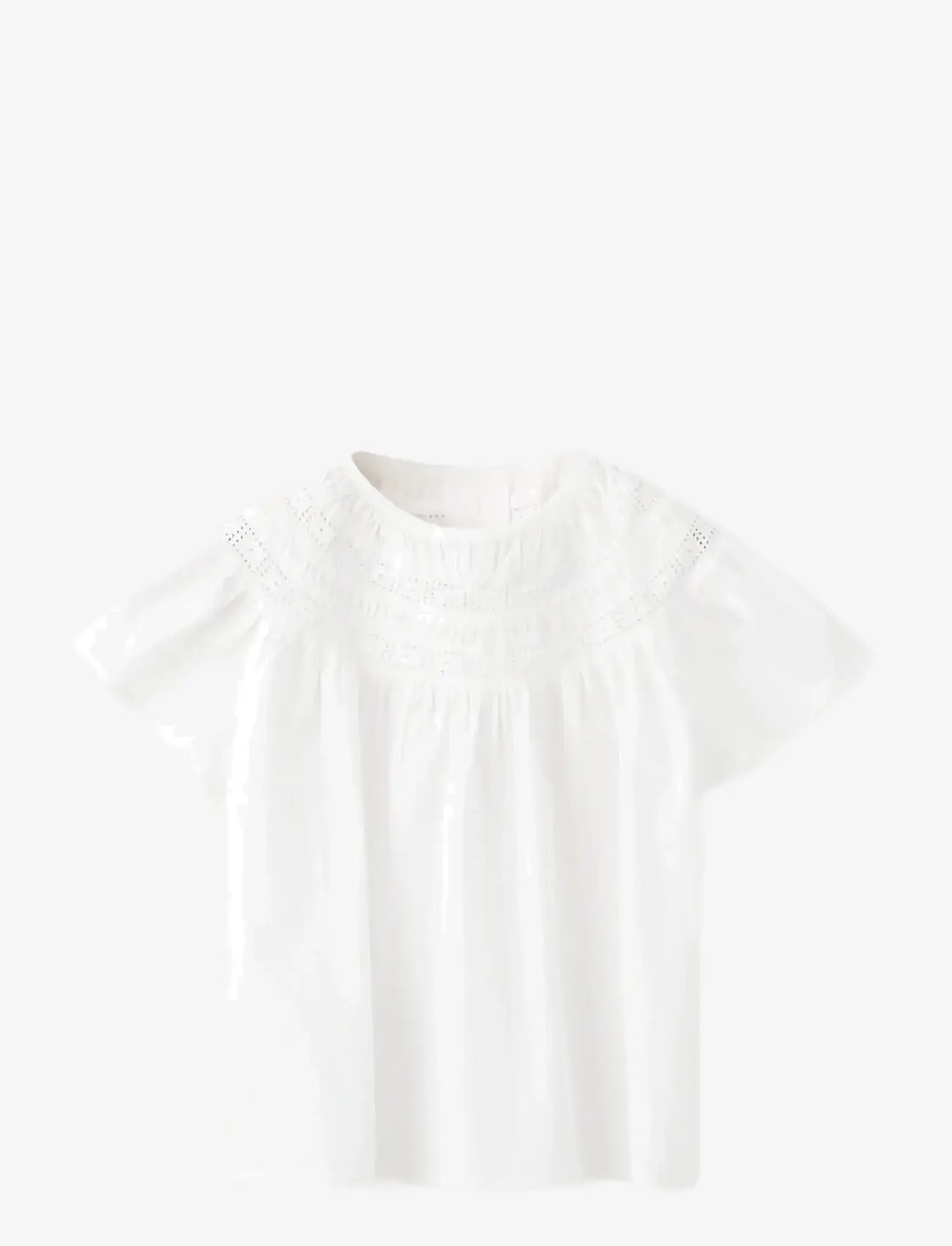 Mango - Cotton blouse with openwork details - blusar & tunikor - white - 1