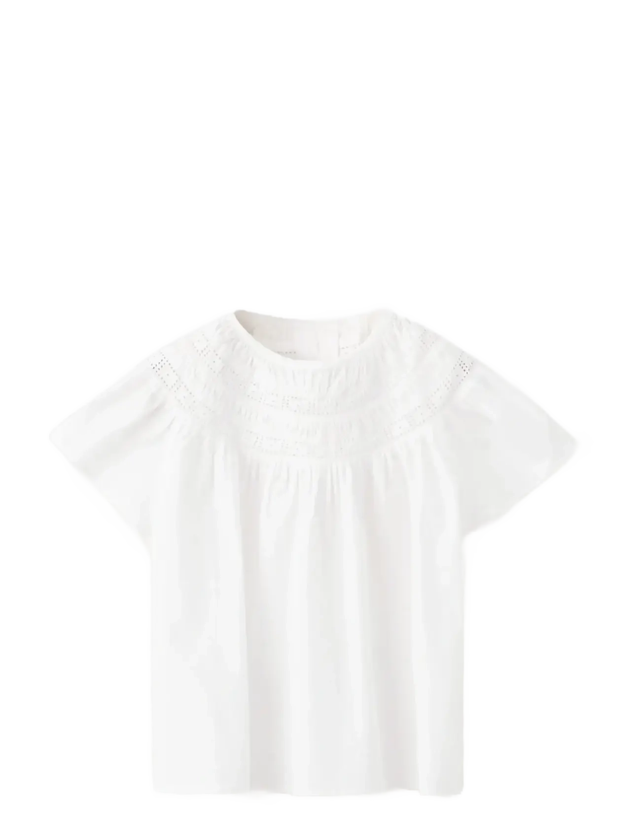 Mango Cotton blouse with openwork details - Kampagne - WHITE / white