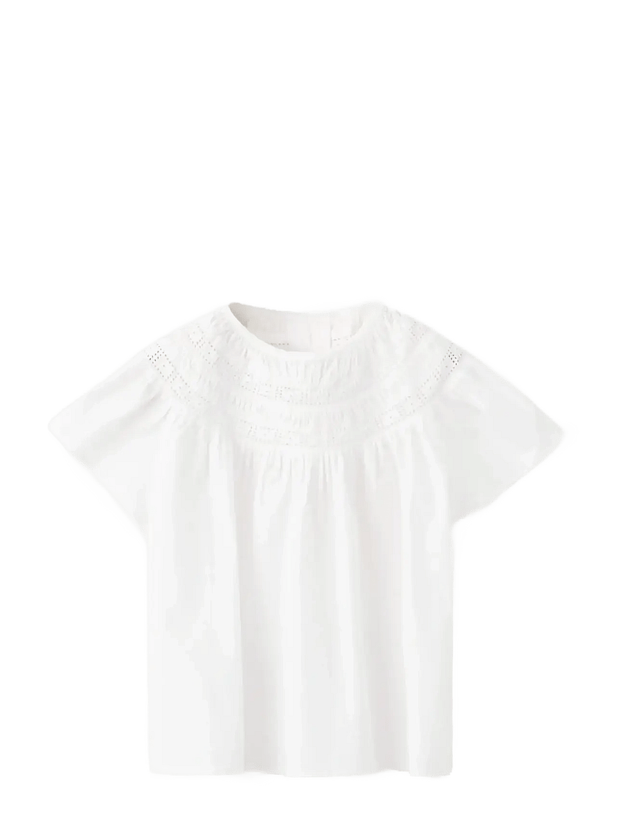 Mango - Cotton blouse with openwork details - blusar & tunikor - white - 1