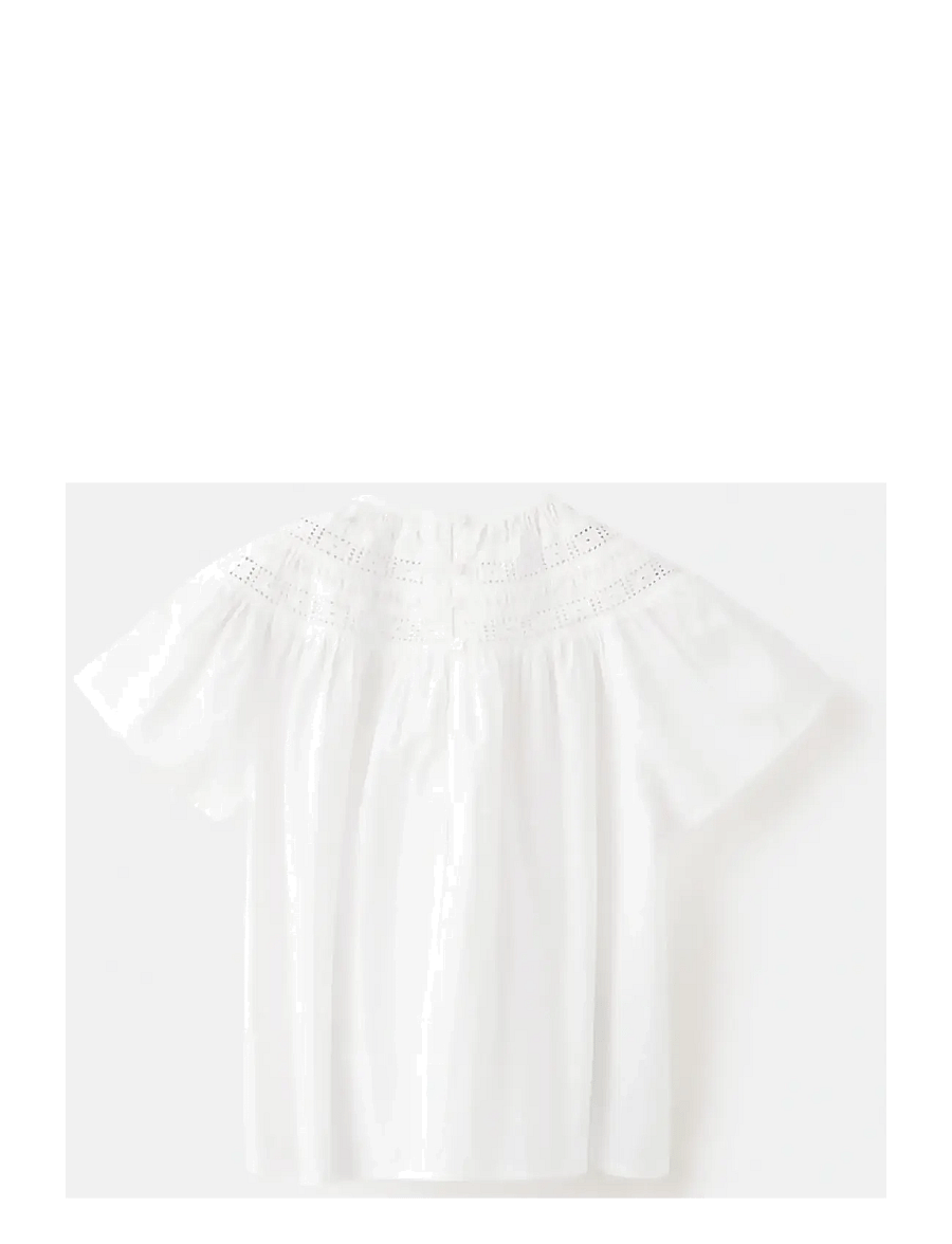 Mango - Cotton blouse with openwork details - blusar & tunikor - white - 2