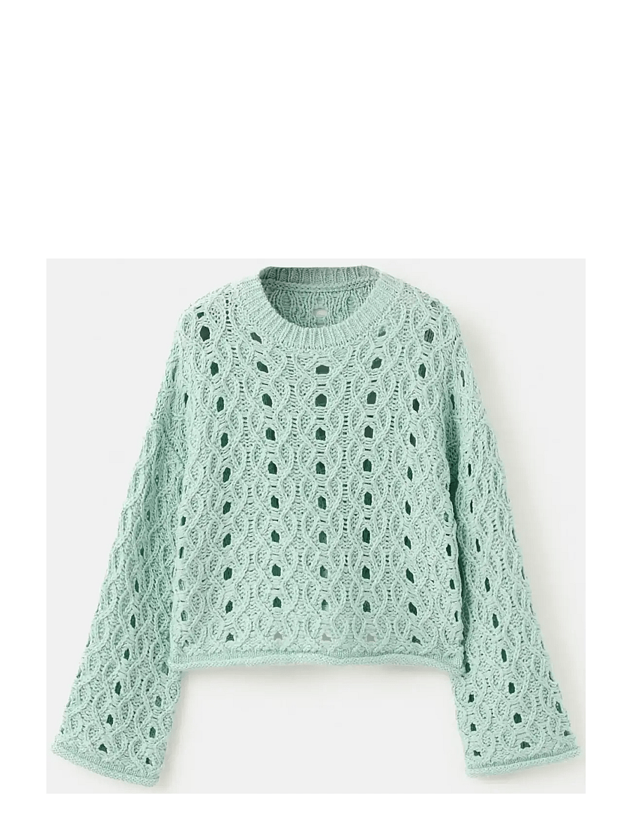 Mango - Openwork lurex knit sweater - trøjer - turquoise - aqua - 1