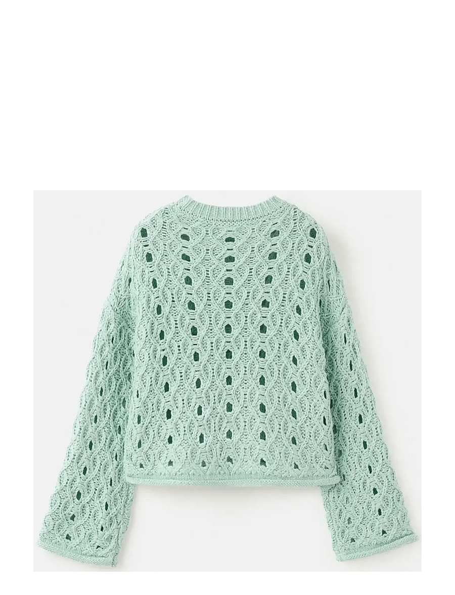 Mango - Openwork lurex knit sweater - trøjer - turquoise - aqua - 2