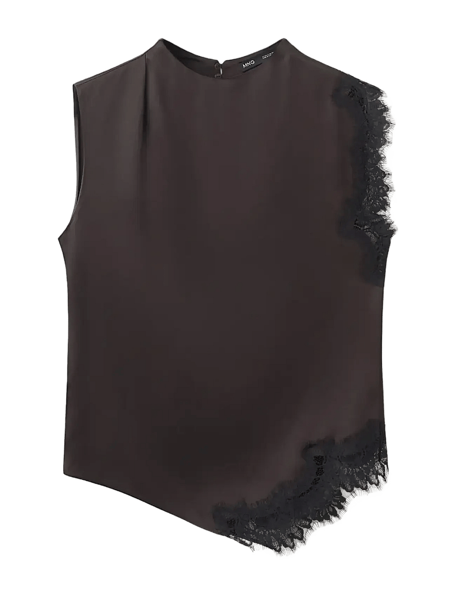 Mango - Lace trim top - Ärmlösa blusar - brown - 1