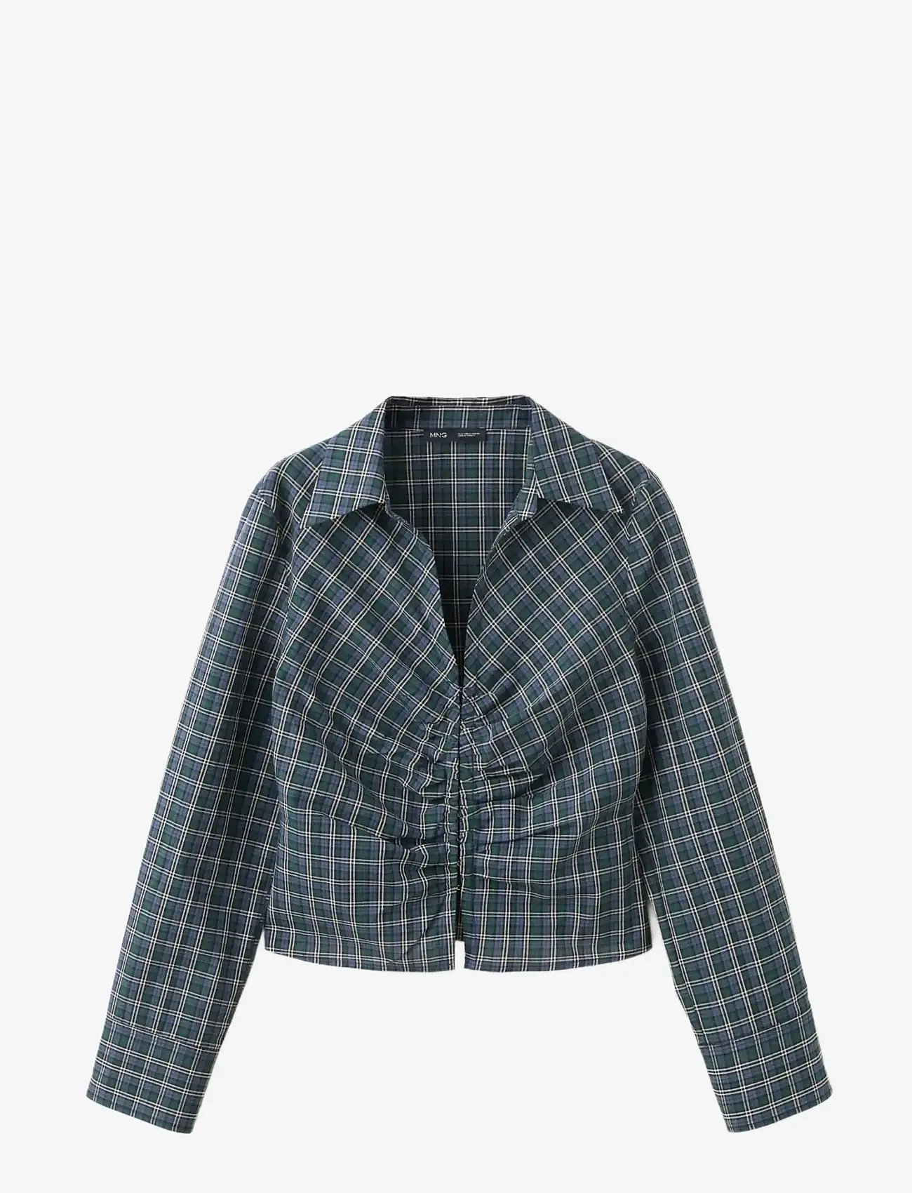 Mango - Gathered check blouse - pikkade varrukatega pluusid - medium blue - 1