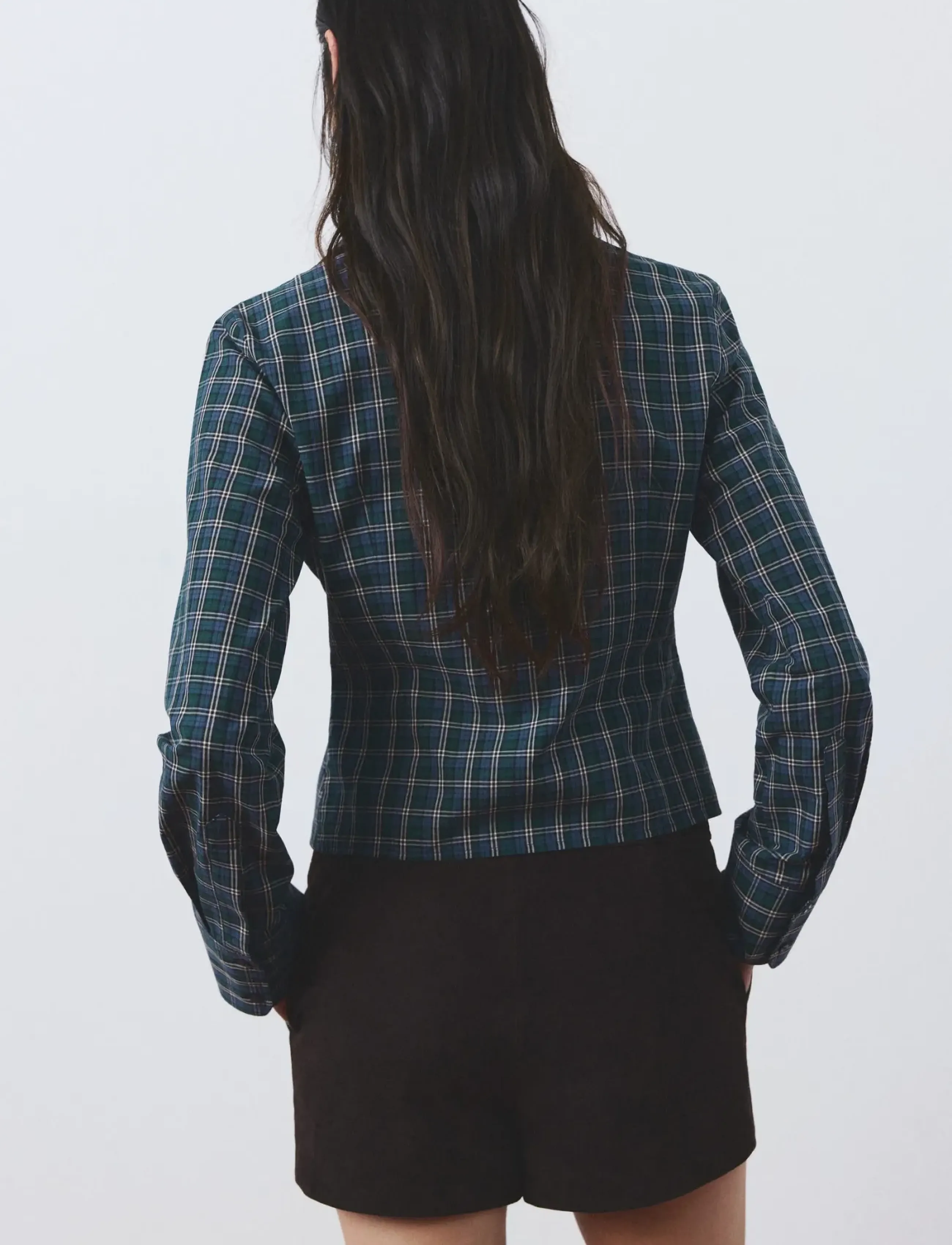 Mango - Gathered check blouse - langærmede bluser - medium blue - 2