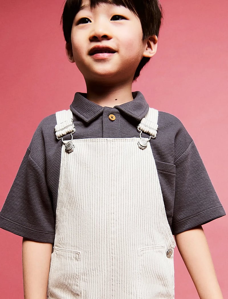 Mango - Striped short dungarees - overalls - lt pastel brown - 0