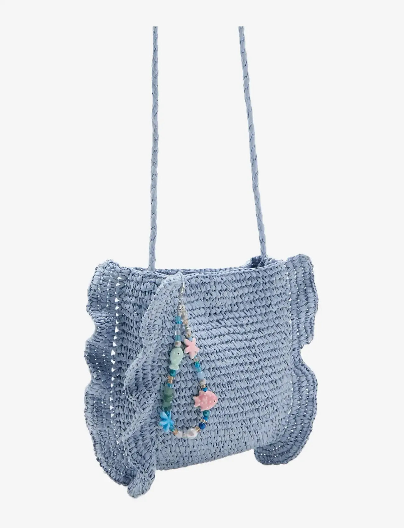 Mango - Natural fibre charm handbag - shoulder bags - lt-pastel blue - 1