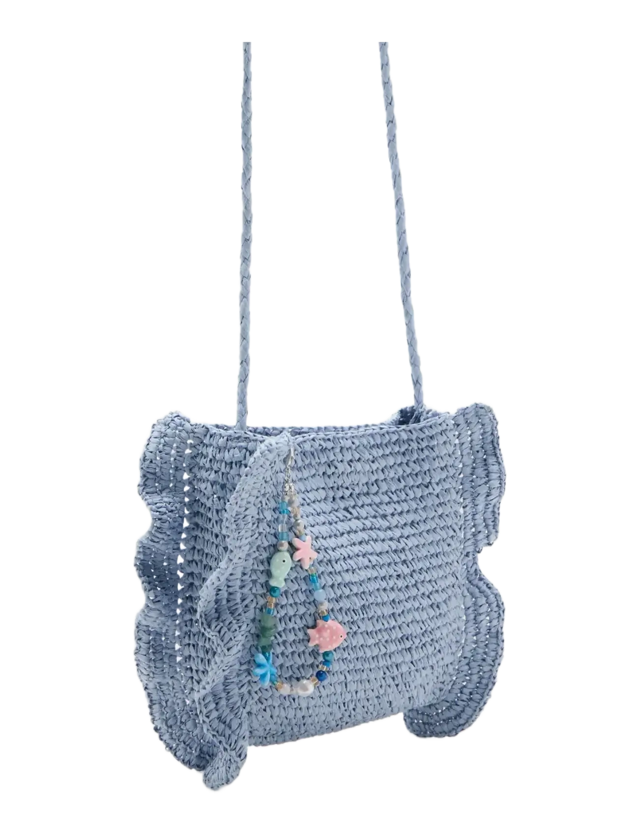 Mango - Natural fibre charm handbag - lt-pastel blue - 1