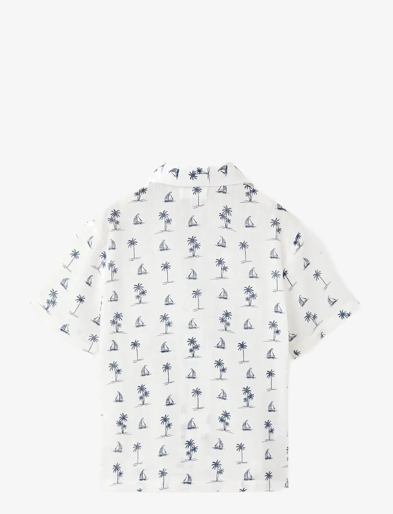Mango - Palm tree print cotton shirt - kortærmede skjorter - natural white - 2