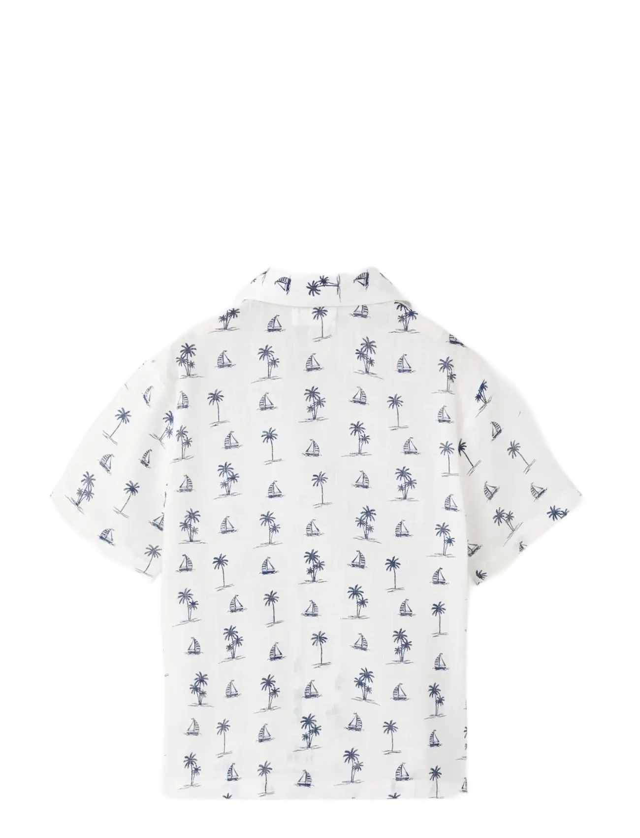 Mango - Palm tree print cotton shirt - kortärmade skjortor - natural white - 2