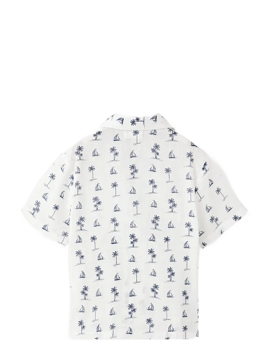 Mango - Palm tree print cotton shirt - kortermede skjorter - natural white - 2
