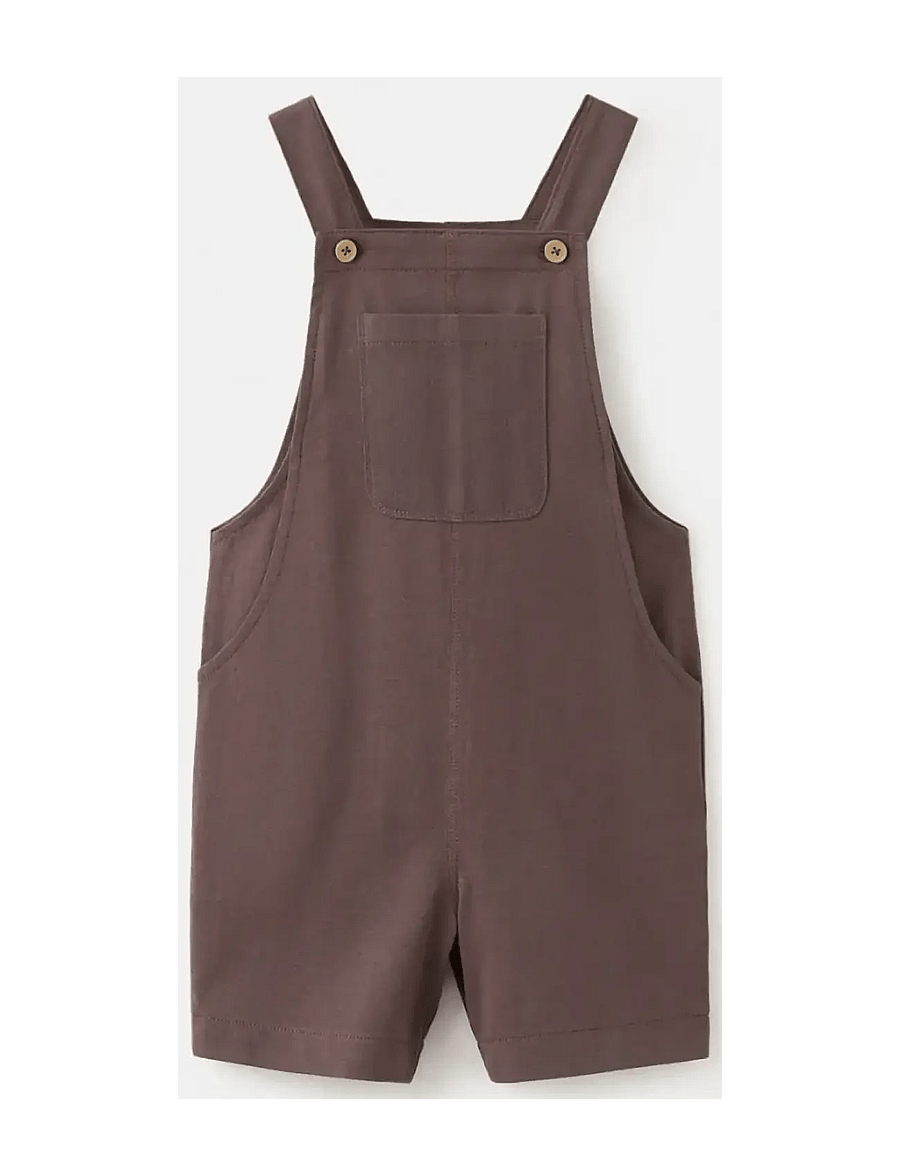 Mango - Short cotton dungarees - hängselbyxor - brown - 1