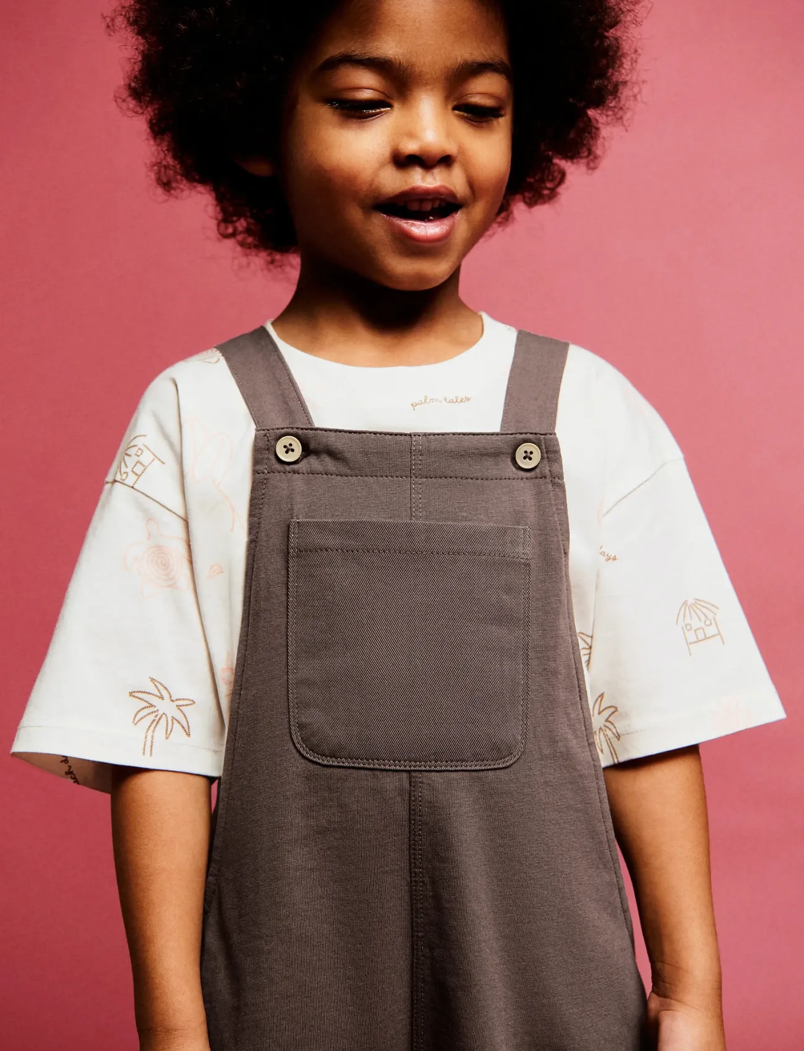 Mango Short Cotton Dungarees, Børn, Korte Smækbukser, Brun, Str: 18-24M