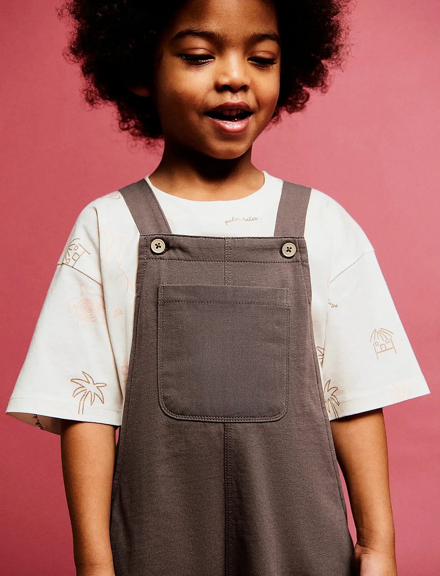 Mango - Short cotton dungarees - hängselbyxor - brown - 0