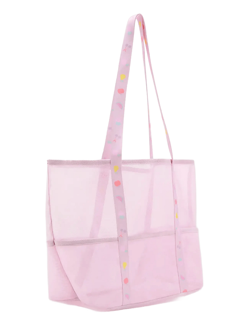 Mango - Mesh pattern shopper bag - shoppers - lt-pastel pink - 1