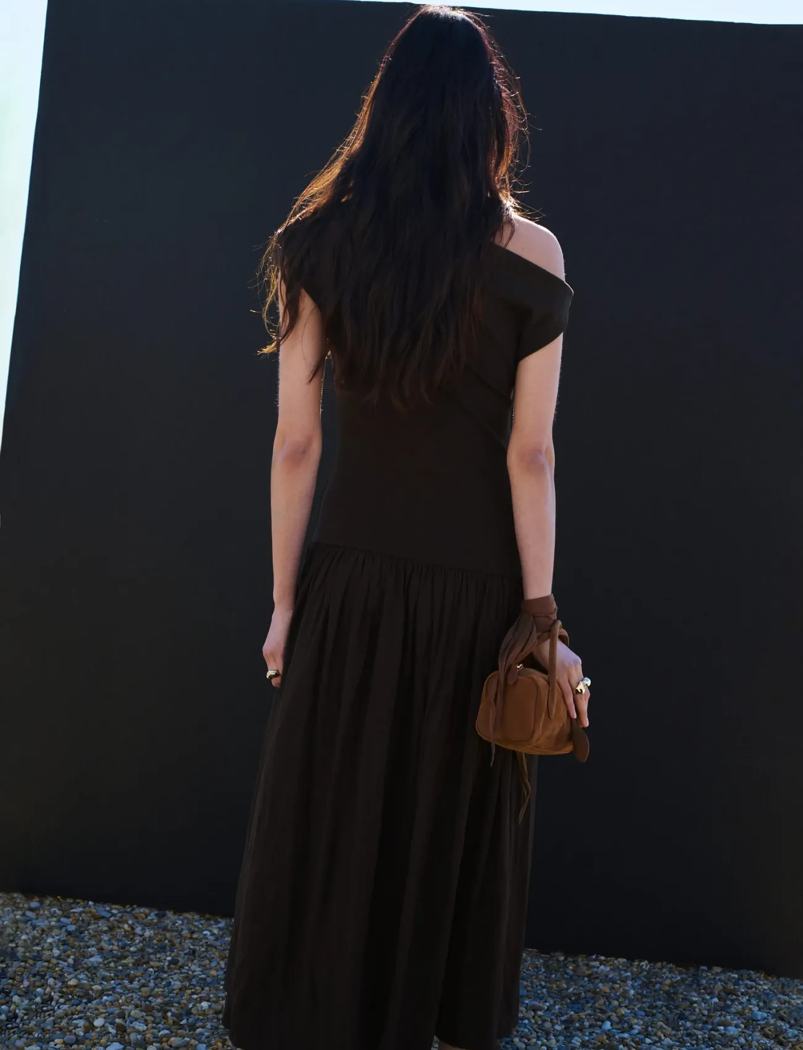 Mango - Asymmetrical combined dress - maxiklänningar - brown - 2