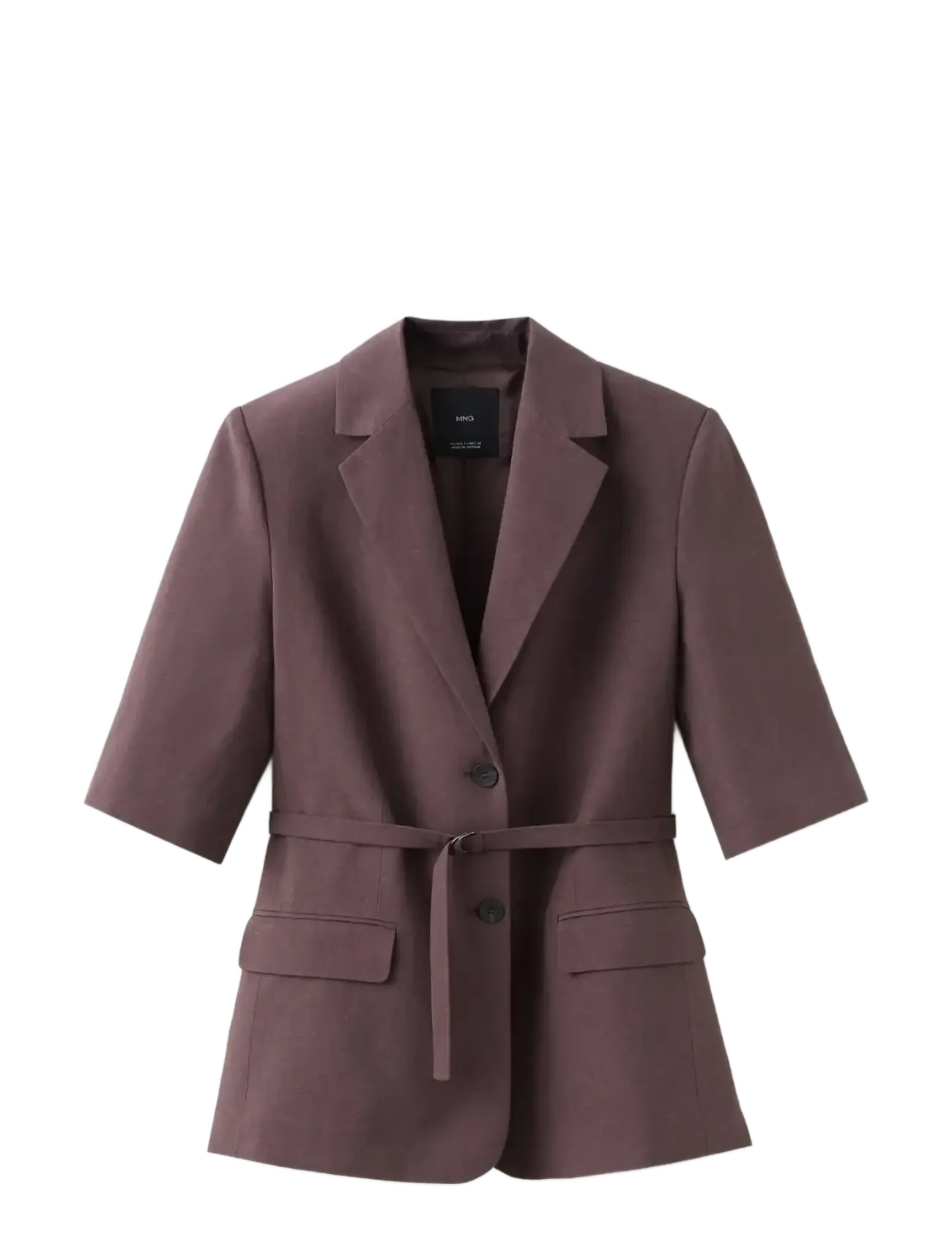 MANGO Linen Anzug Jacke With Gürtel Lila - L - Damen