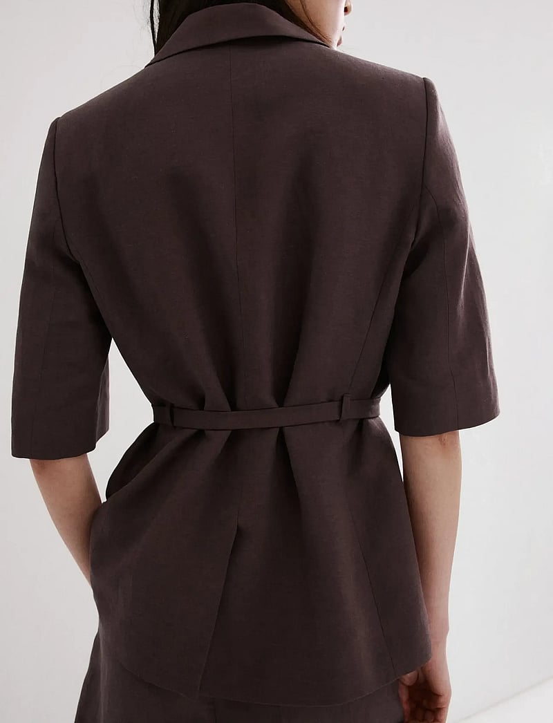 Mango - Linen suit jacket with belt - blazere med bælte - medium purple - 2