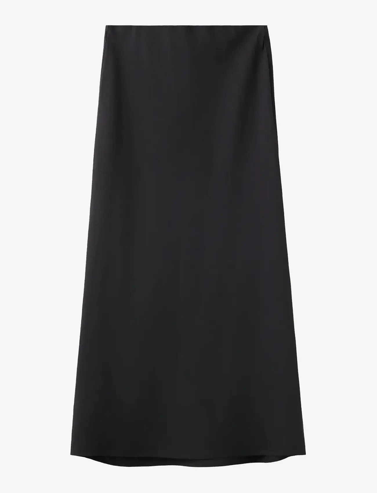 Mango - Linen-blend straight skirt - midi nederdele - black - 1