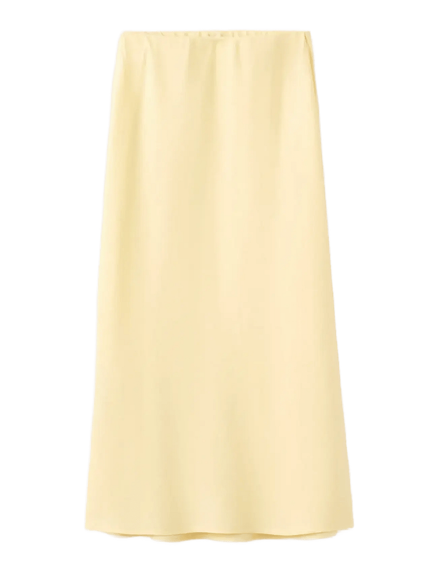 Mango - Linen-blend straight skirt - midi nederdele - yellow - 1