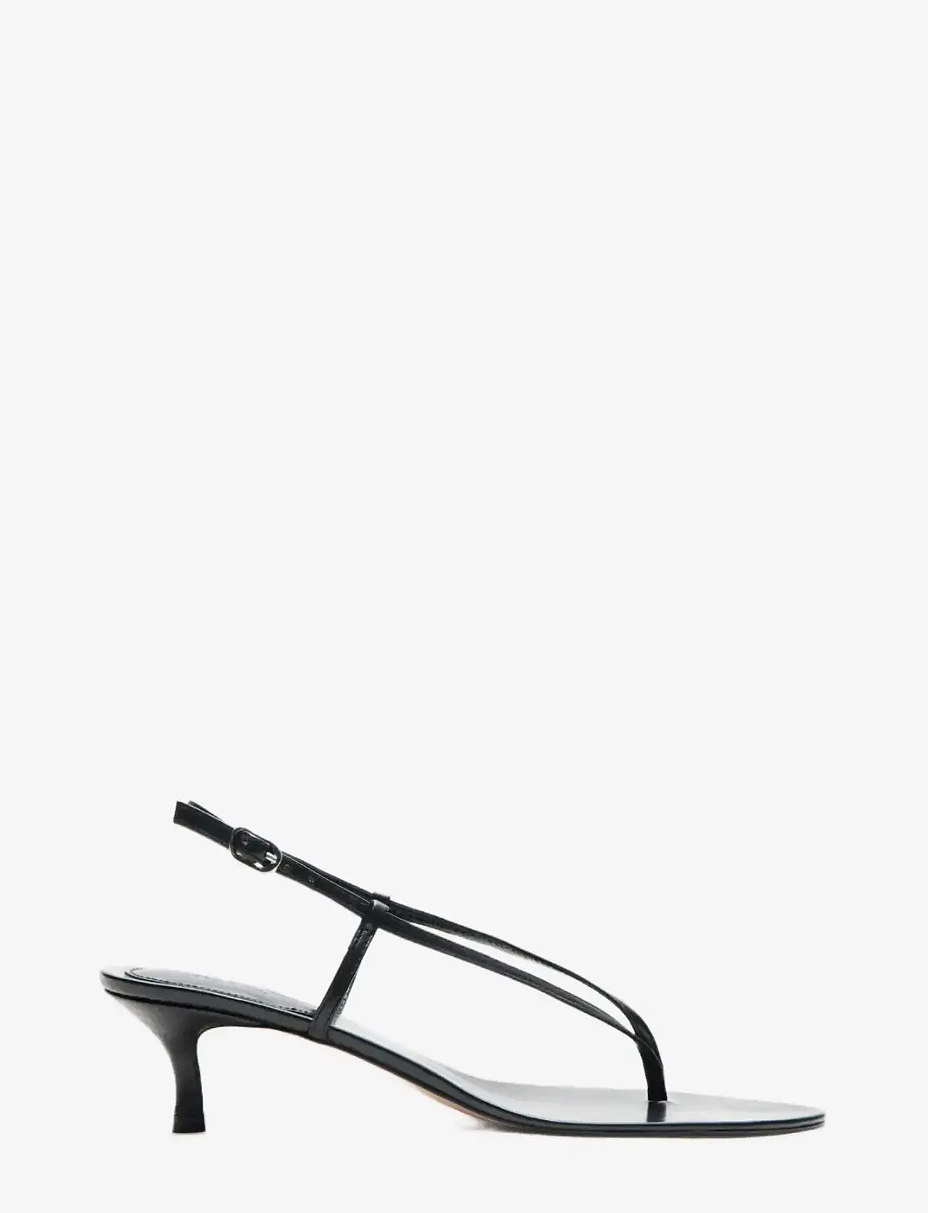 Mango - Heeled leather sandals with straps - konfirmationstøj - black - 0