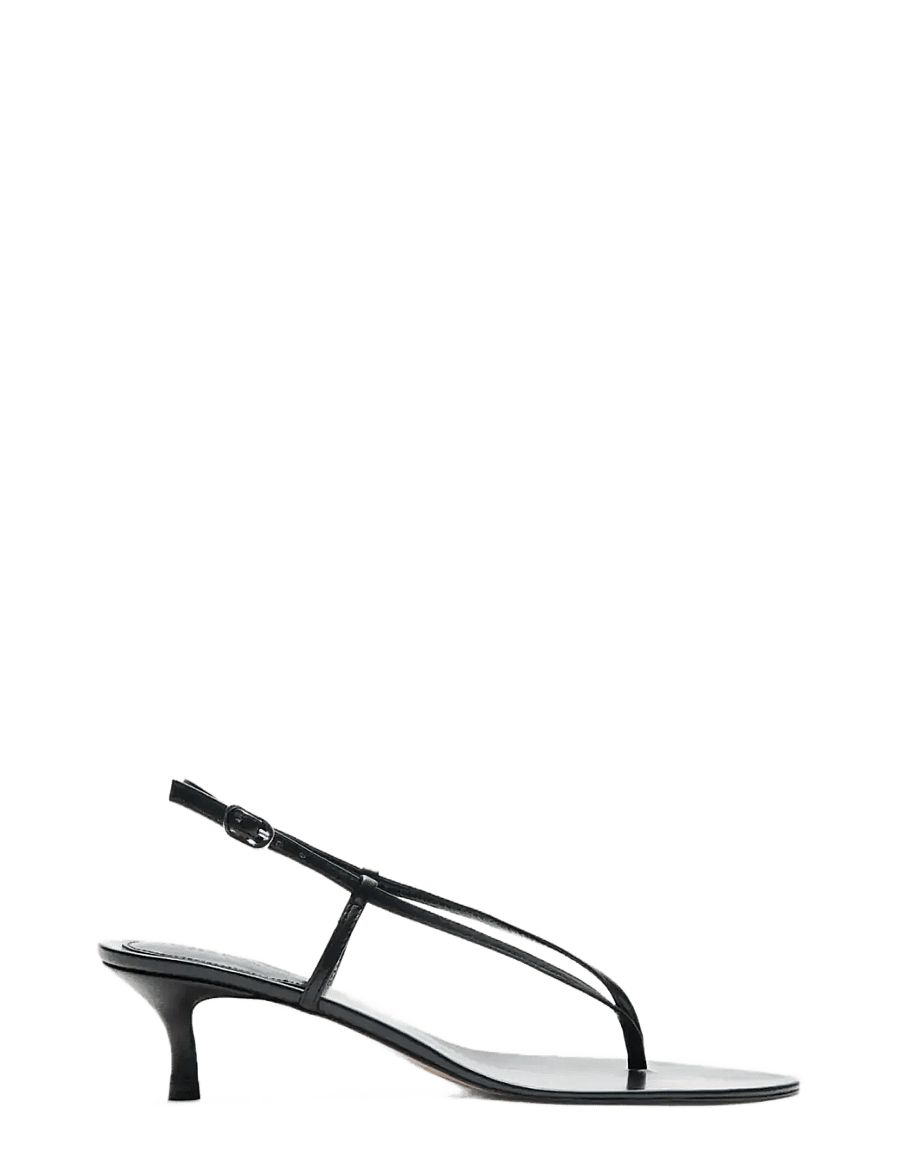 Mango - Heeled leather sandals with straps - konfirmation - black - 0