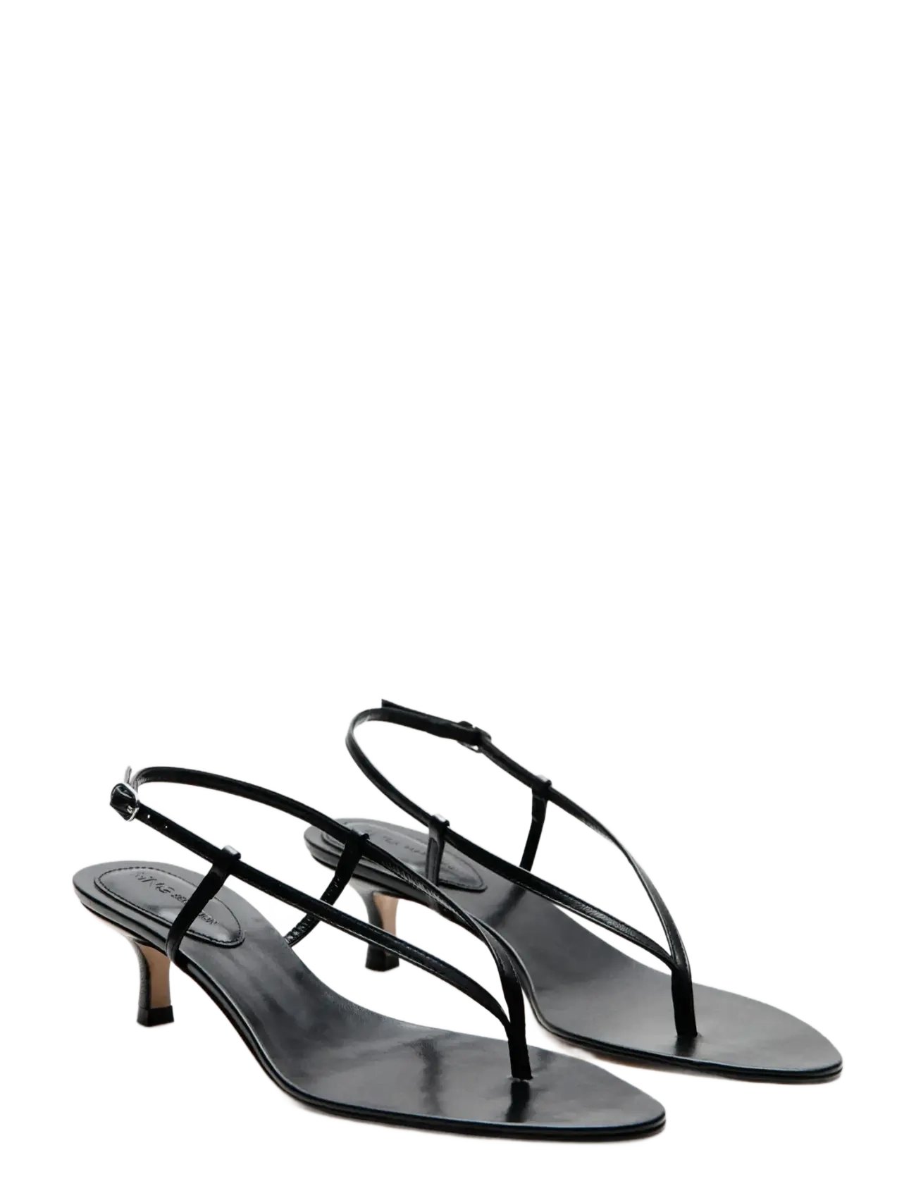 Mango - Heeled leather sandals with straps - konfirmation - black - 1