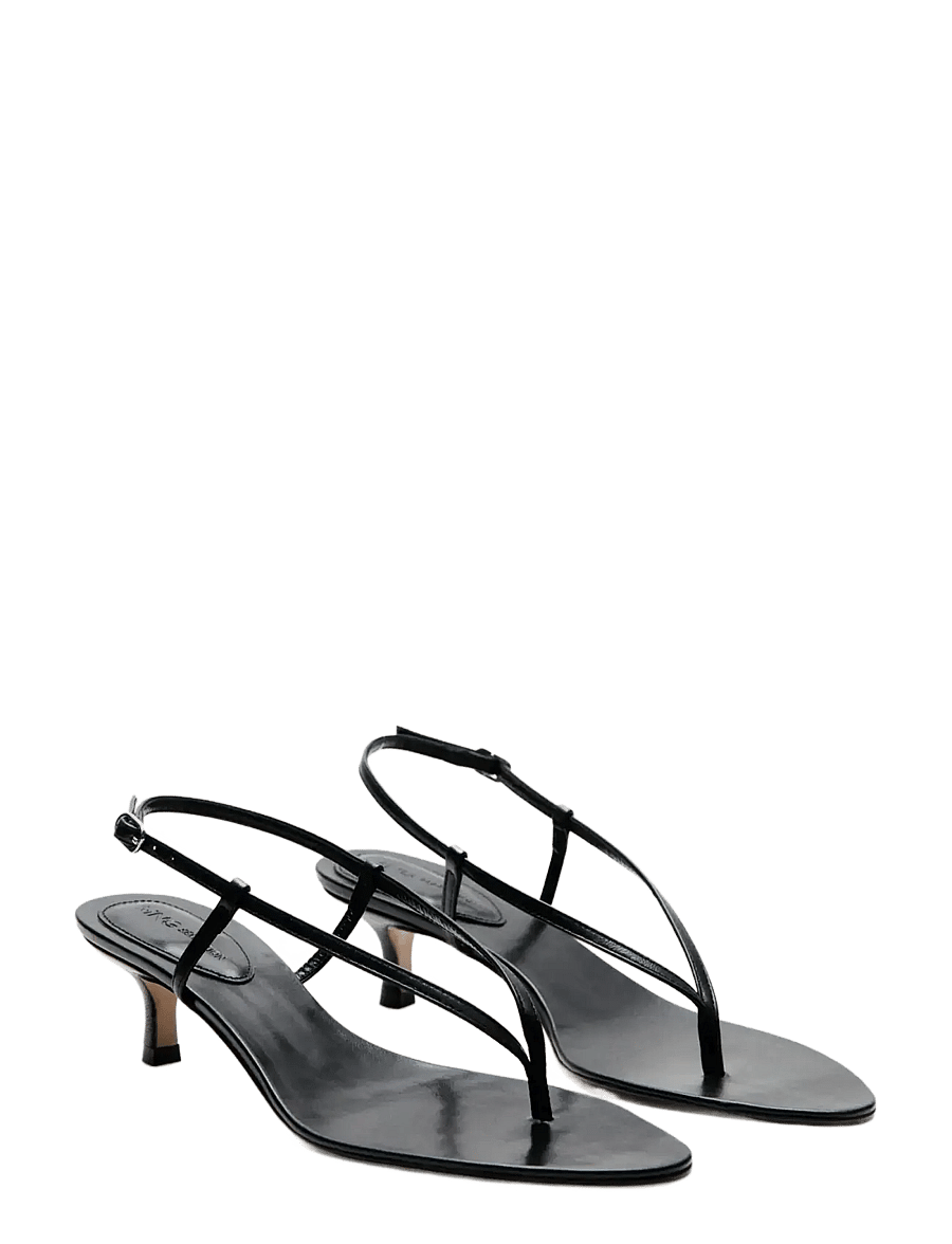 Mango - Heeled leather sandals with straps - konfirmation - black - 1