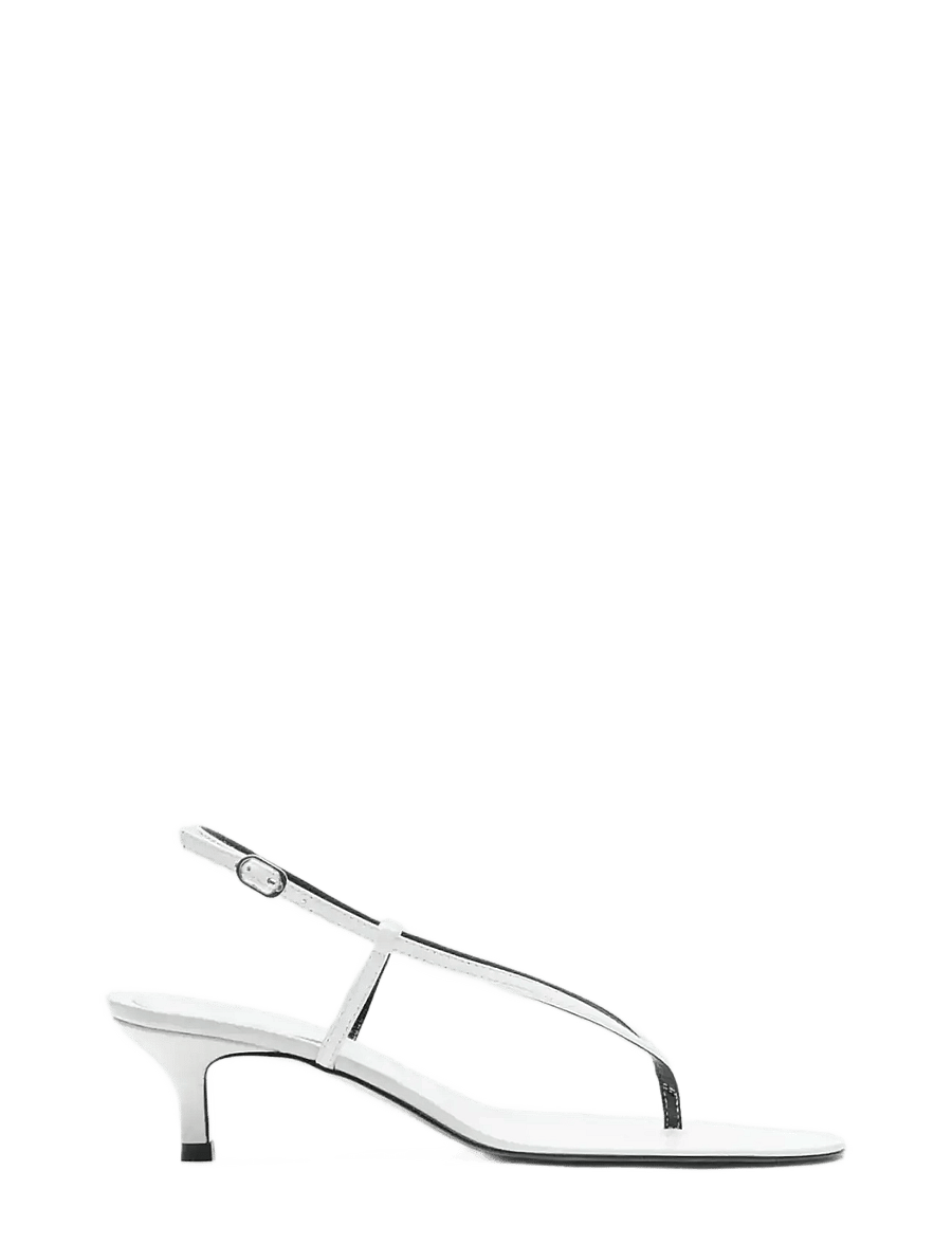 Mango - Heeled leather sandals with straps - konfirmation - white - 0
