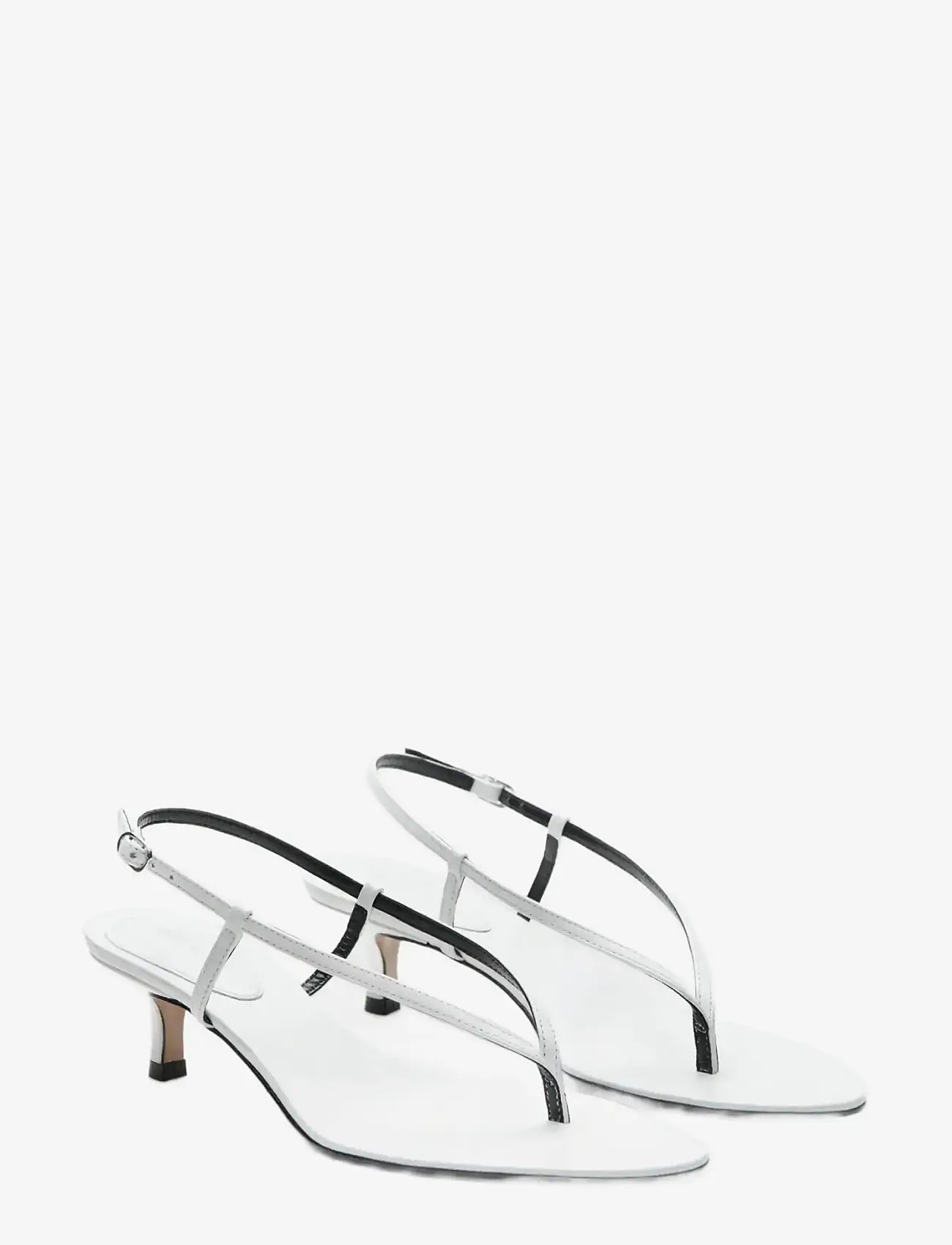 Mango - Heeled leather sandals with straps - konfirmation - white - 1