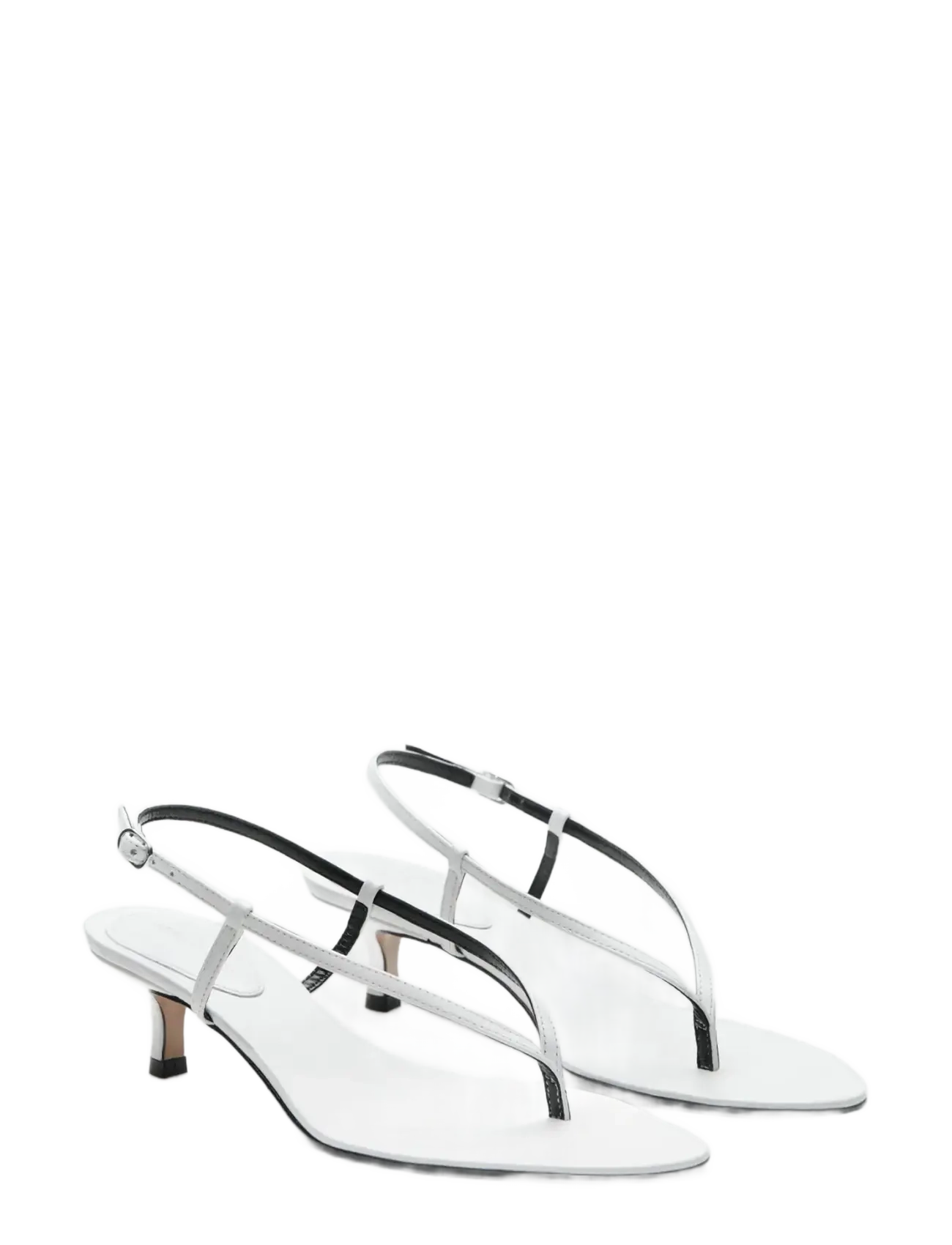Mango - Heeled leather sandals with straps - konfirmationstøj - white - 1