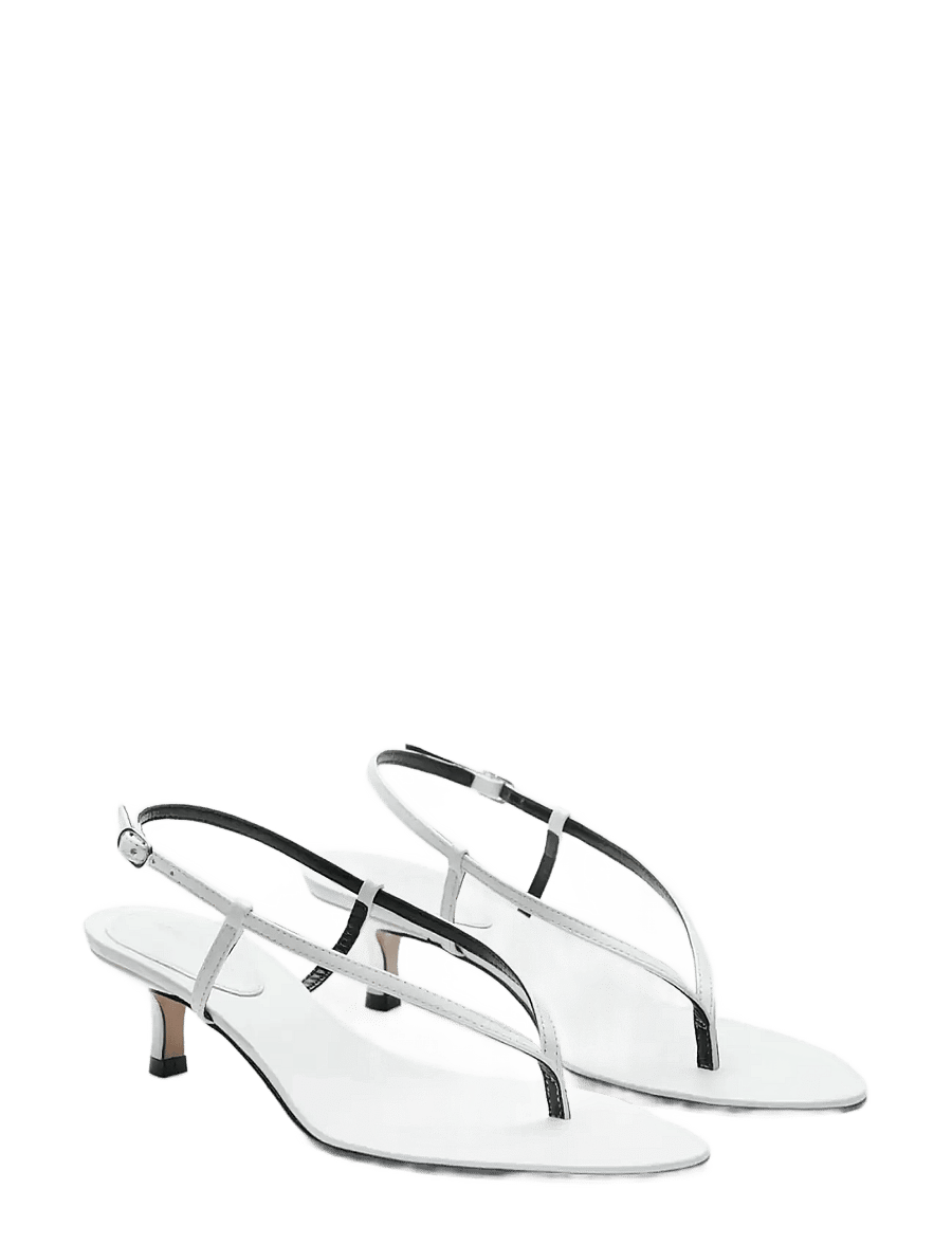 Mango - Heeled leather sandals with straps - konfirmation - white - 1