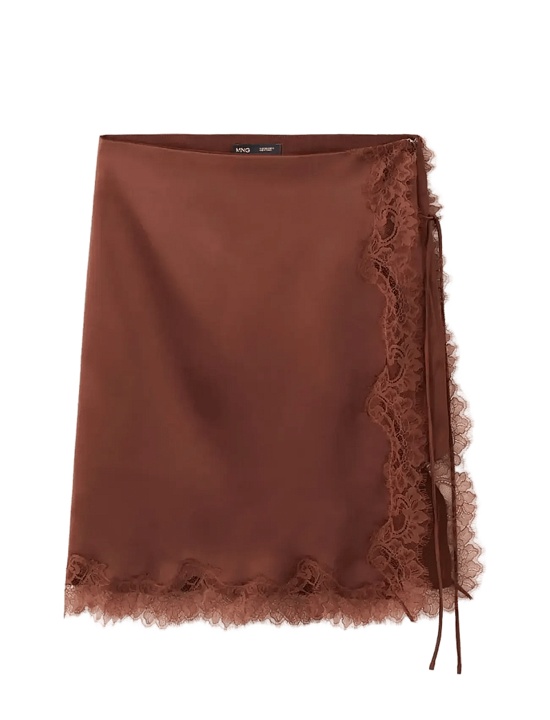 Mango - Lace slip skirt - satinnederdele - medium orange - 0