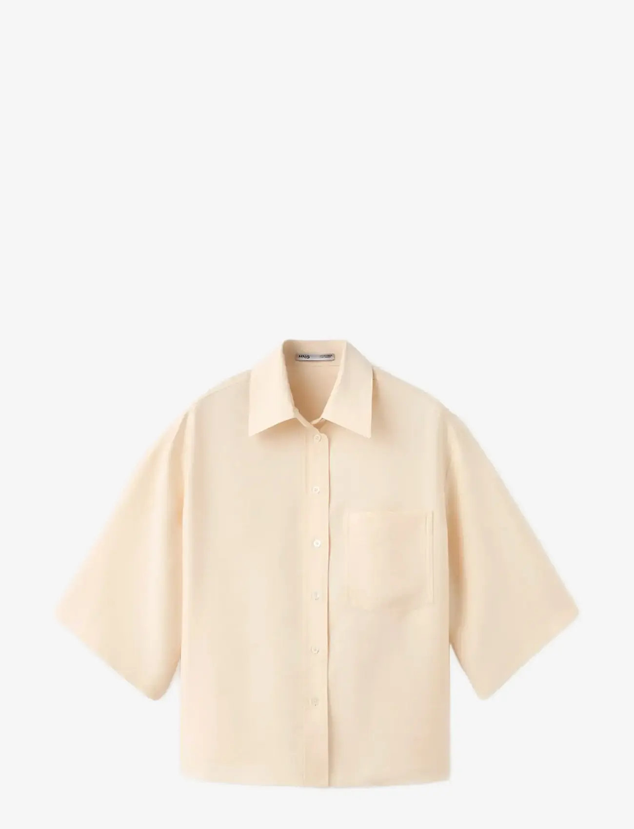 Mango - Lyocell overshirt with pocket - overshirts - light beige - 1
