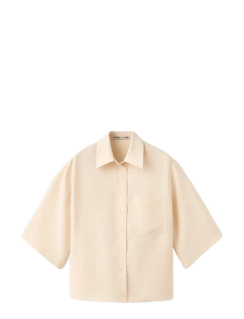 Mango - Lyocell overshirt with pocket - overshirts - light beige - 1