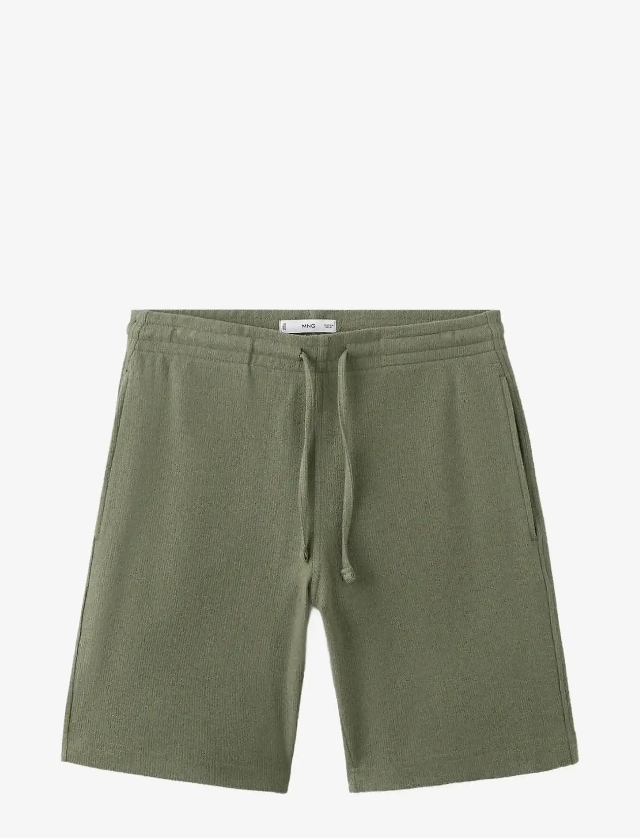Mango - Textured cotton bermuda shorts with drawstring - die niedrigsten preise - medium green - 0