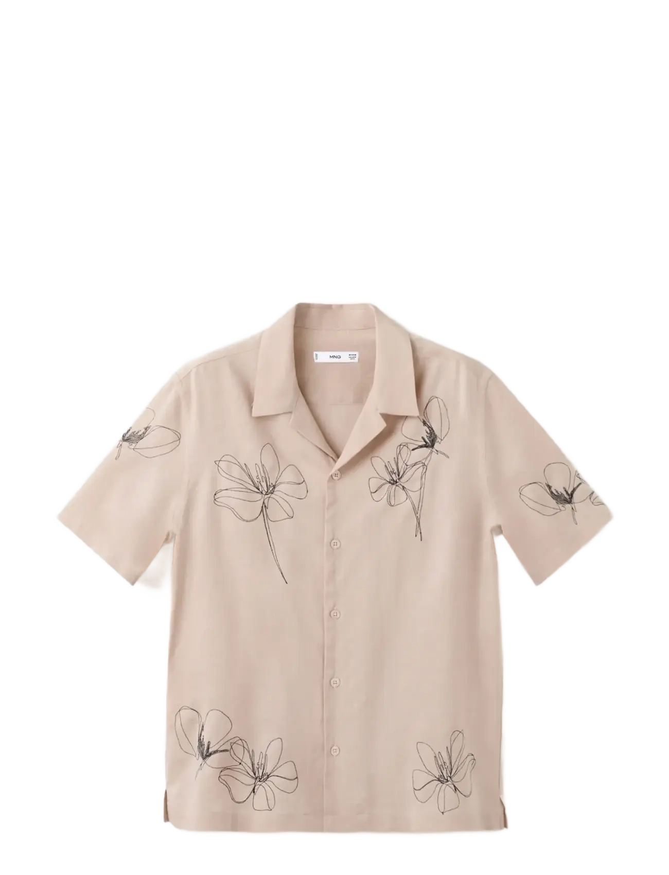 Mango Embroidered detail regular fit shirt - Shirts - LIGHT BEIGE / beige