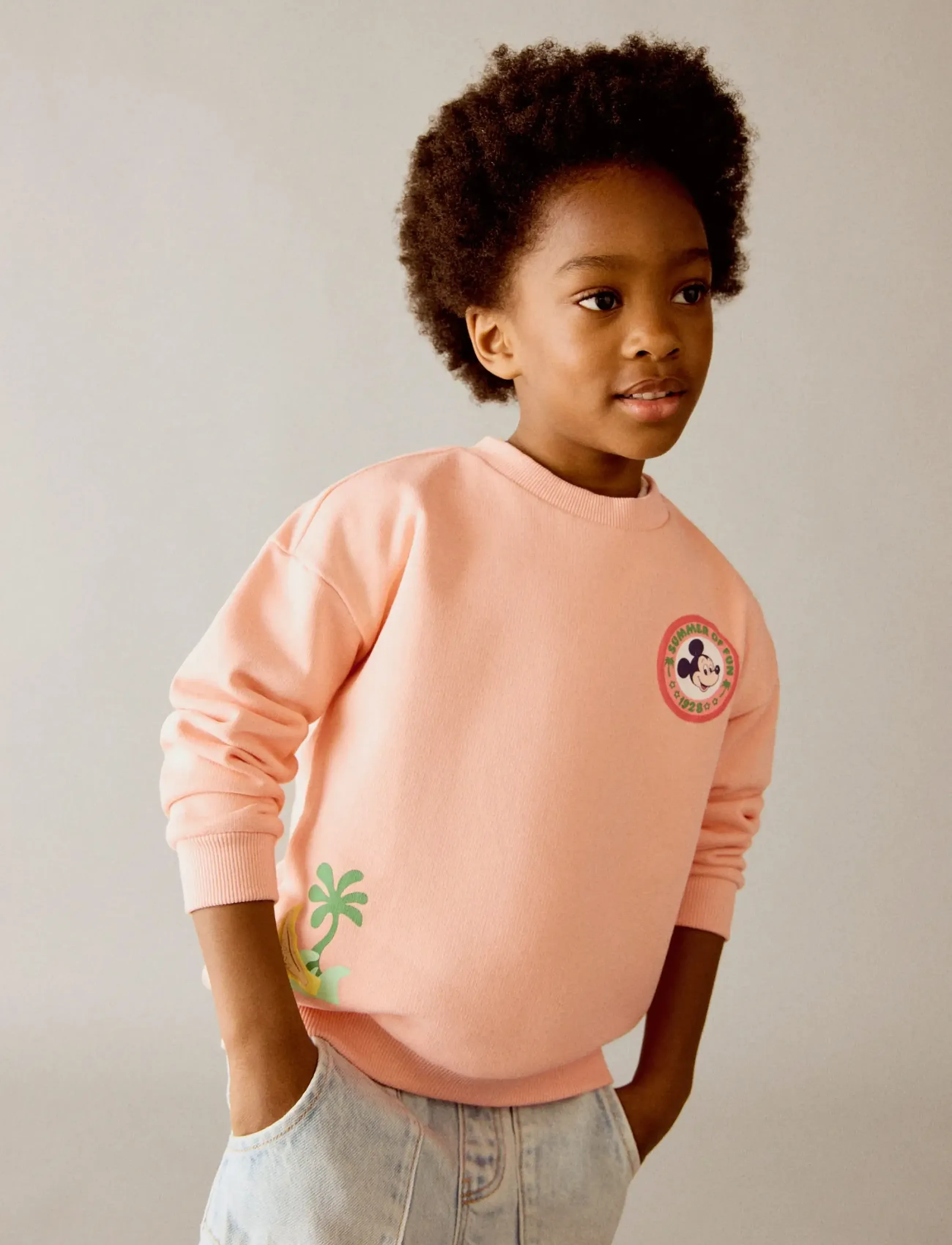 Mango Mickey Mouse Sweatshirt, Børn, Mickey Mouse Sweatshirt, Orange, Str: 2-3