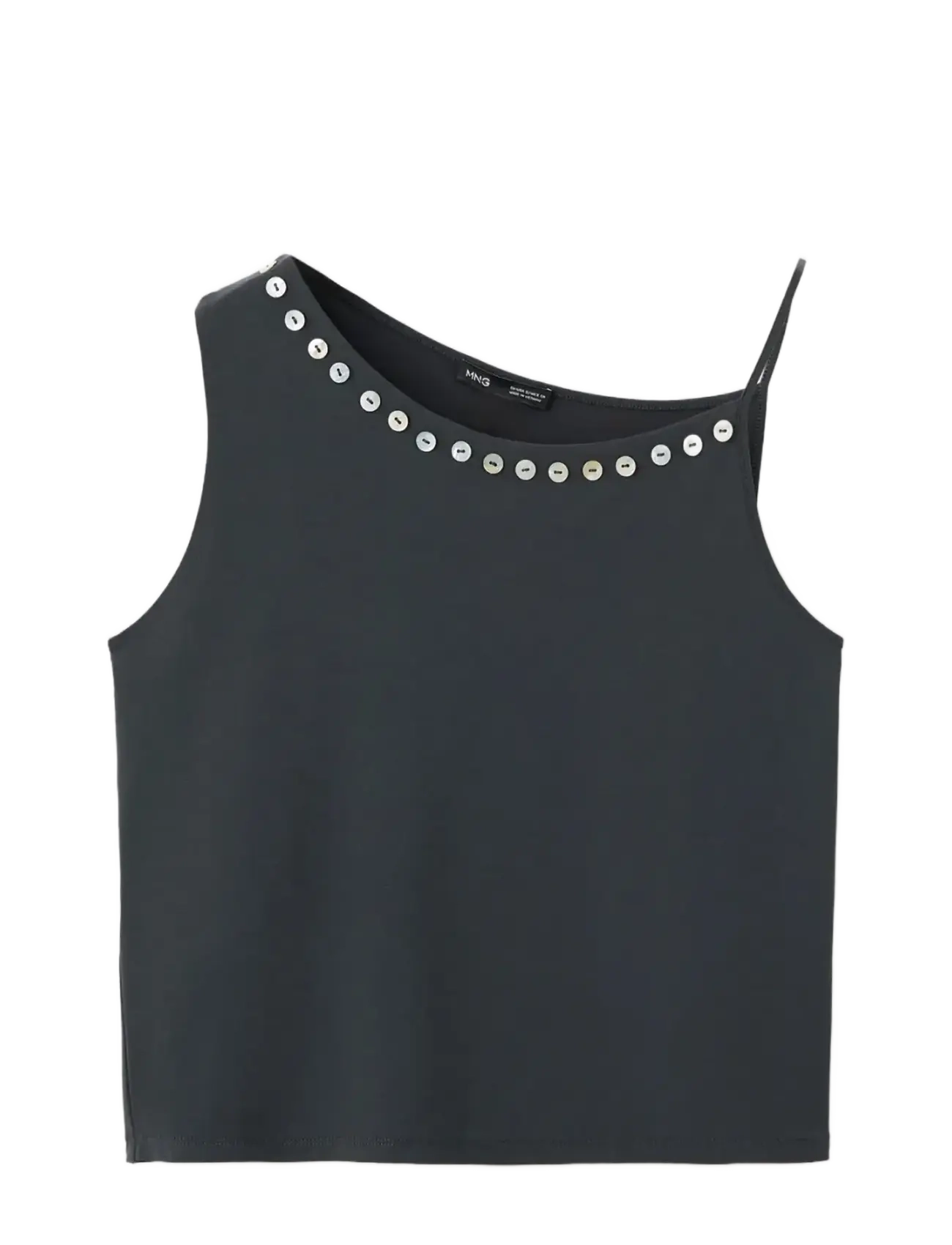 MANGO Asymmetric Oberteil With Bestickt Buttons Grau - L - Damen